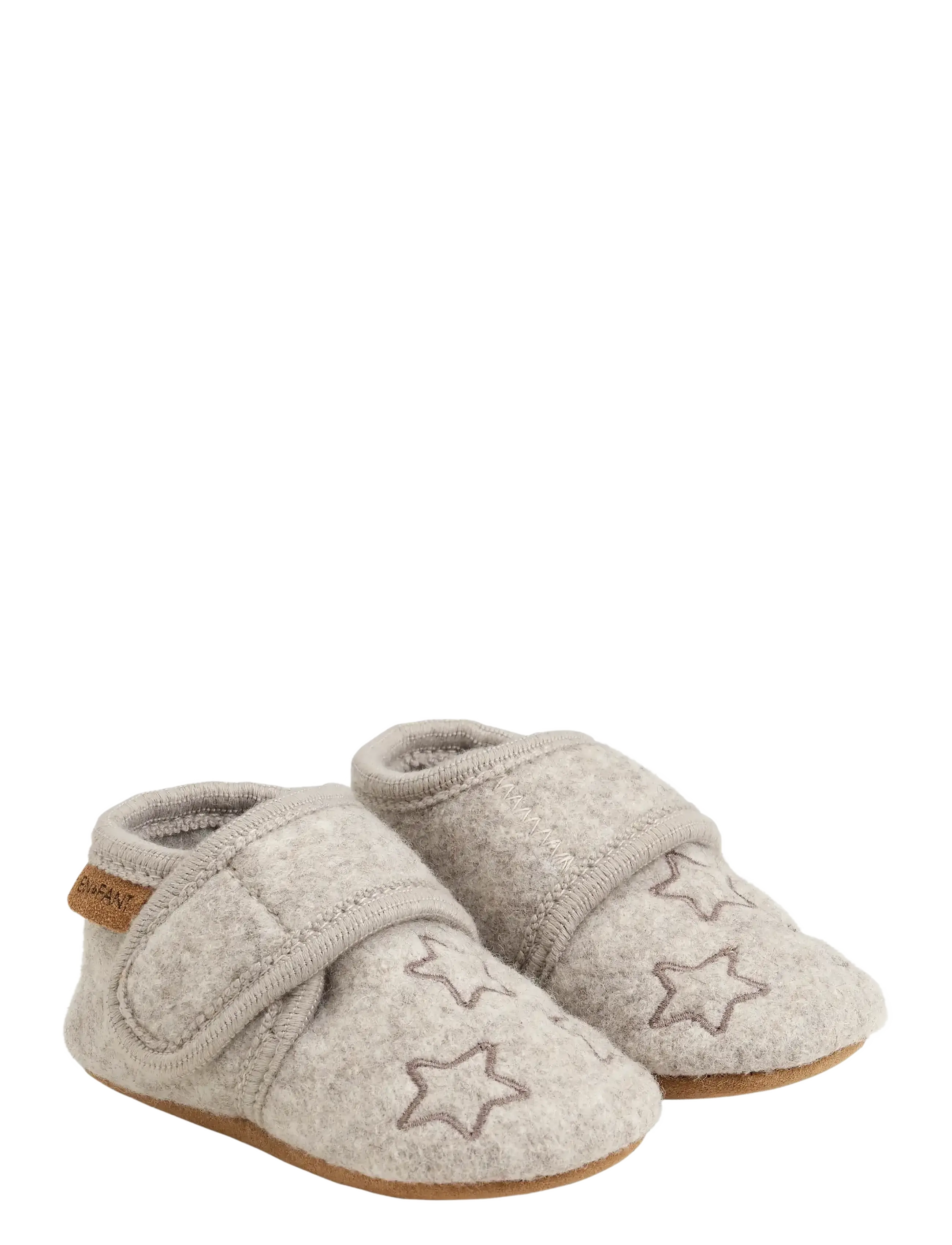 En Fant Wool Slippers w. Embroidery - Schuhe - MOREL / grey