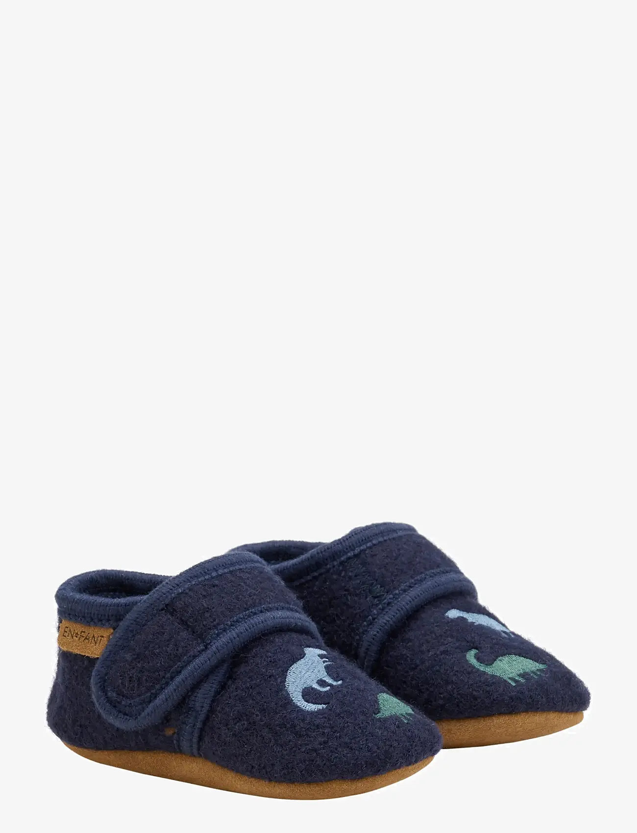 En Fant - Wool Slippers w. Embroidery - inneskor - navy - 0