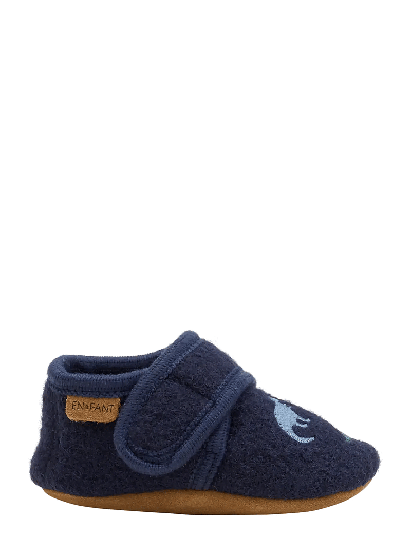 En Fant - Wool Slippers w. Embroidery - inneskor - navy - 1