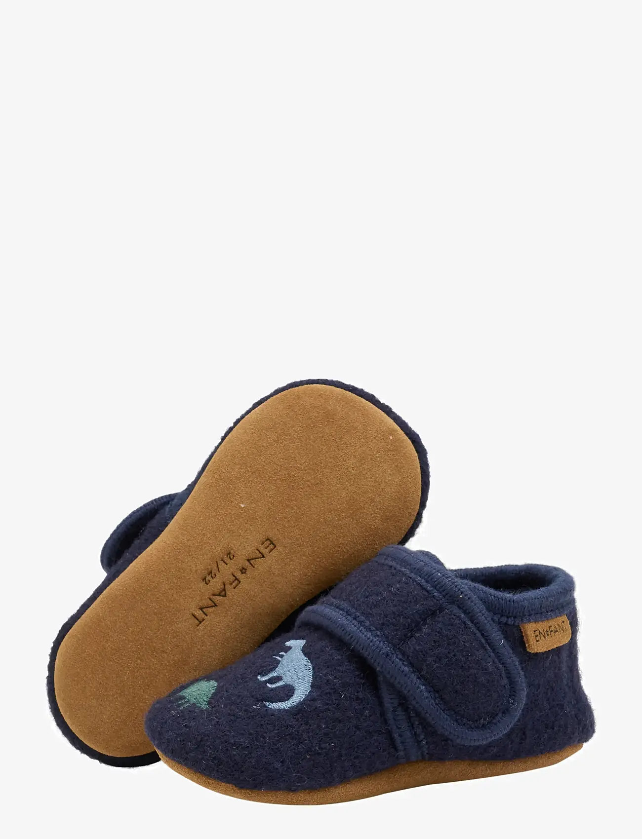 En Fant - Wool Slippers w. Embroidery - inneskor - navy - 2