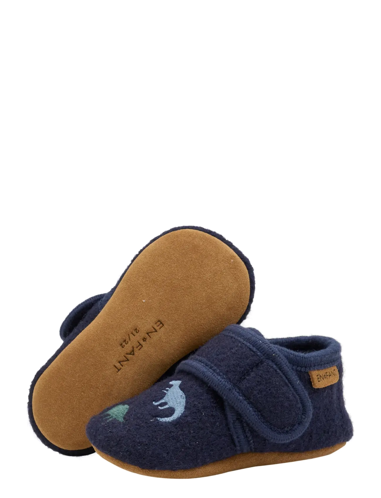 En Fant - Wool Slippers w. Embroidery - hausschuhe - navy - 2