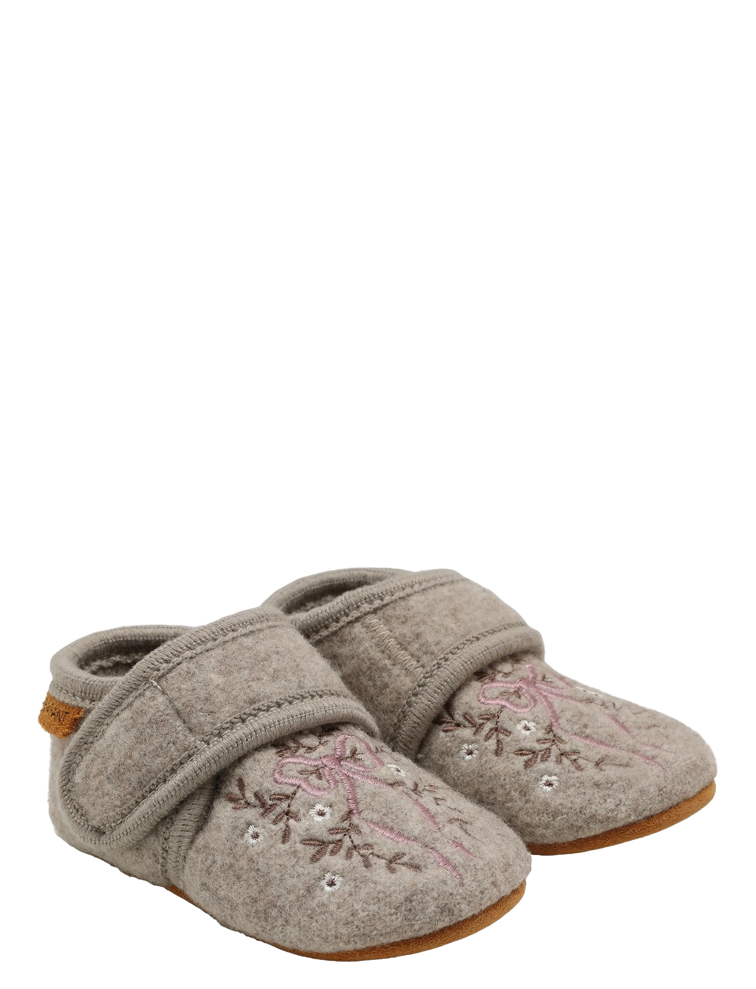 En Fant Wool Slippers w. Embroidery - En Fant - SAND MELANGE / beige