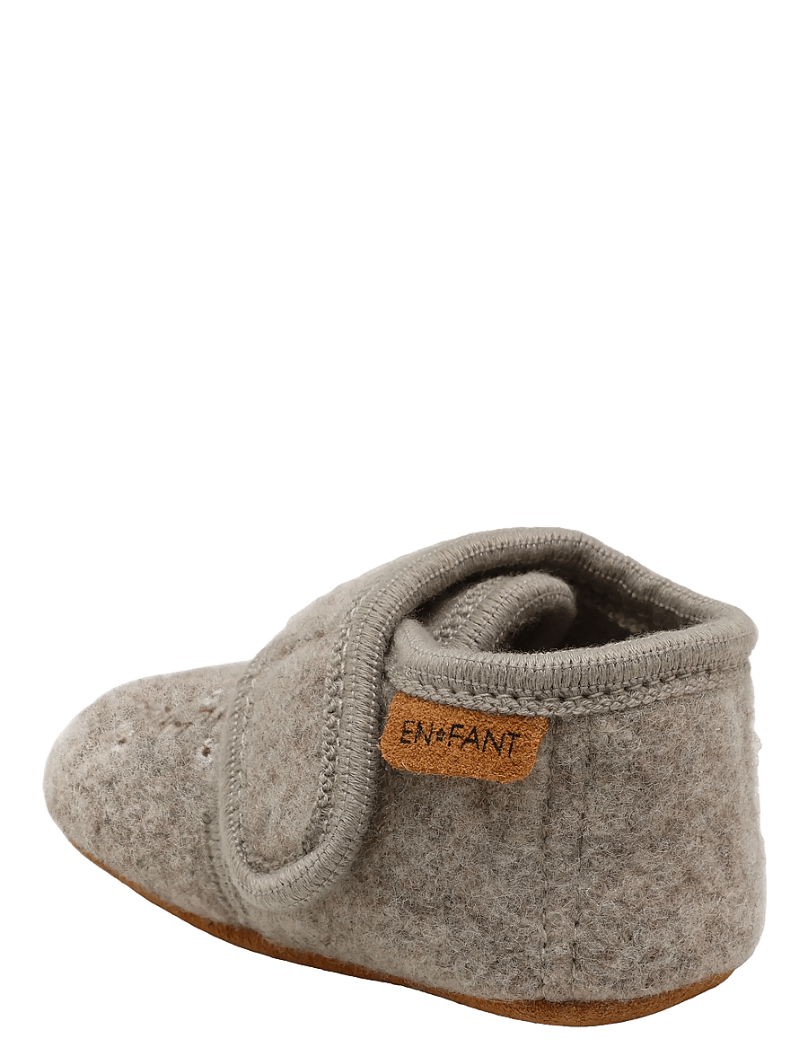 En Fant - Wool Slippers w. Embroidery - hjemmesko - sand melange - 1