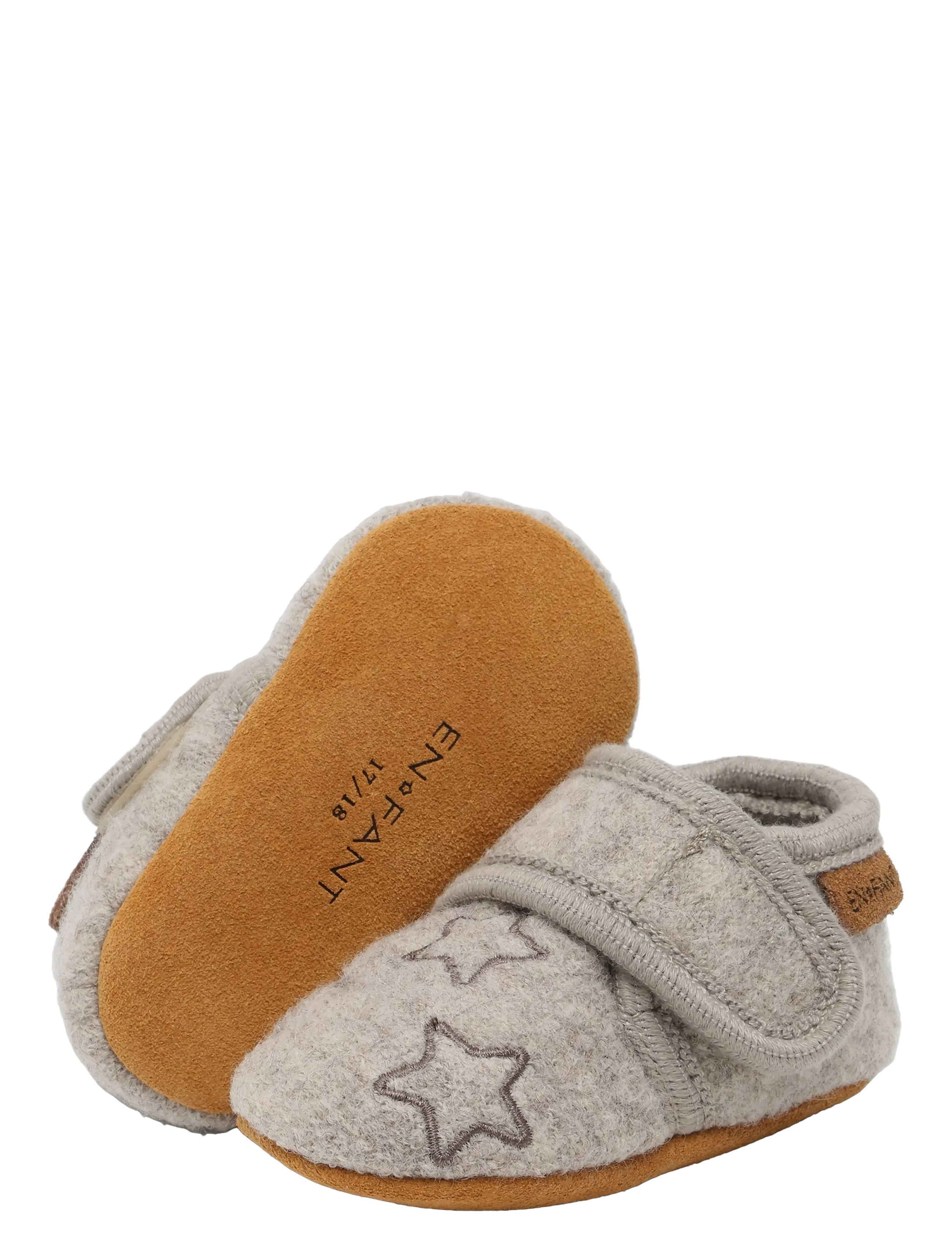 En Fant - Wool Slippers w. Embroidery - hjemmesko - sand melange - 2