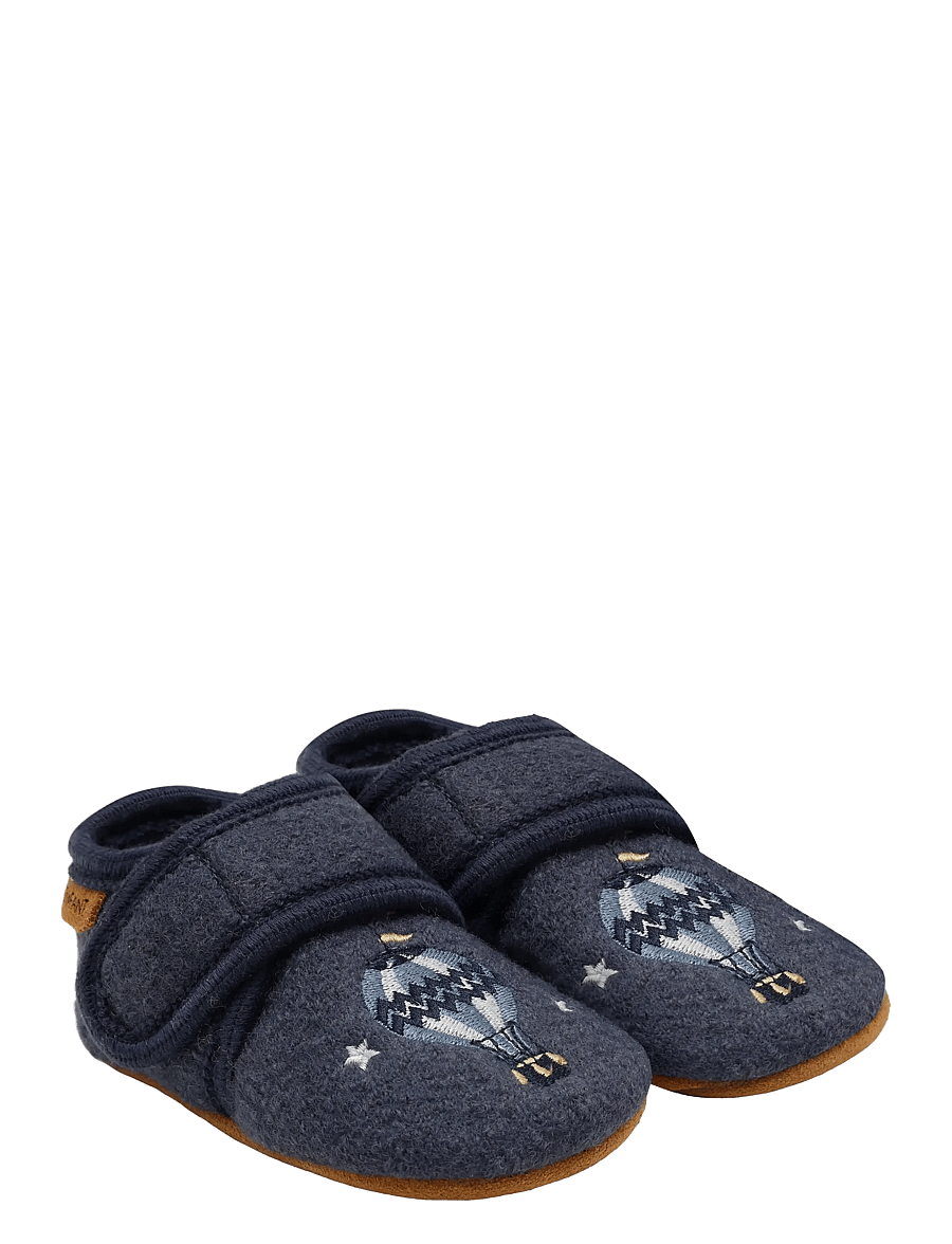 En Fant - Wool Slippers w. Embroidery - hjemmesko - vintage indigo - 0