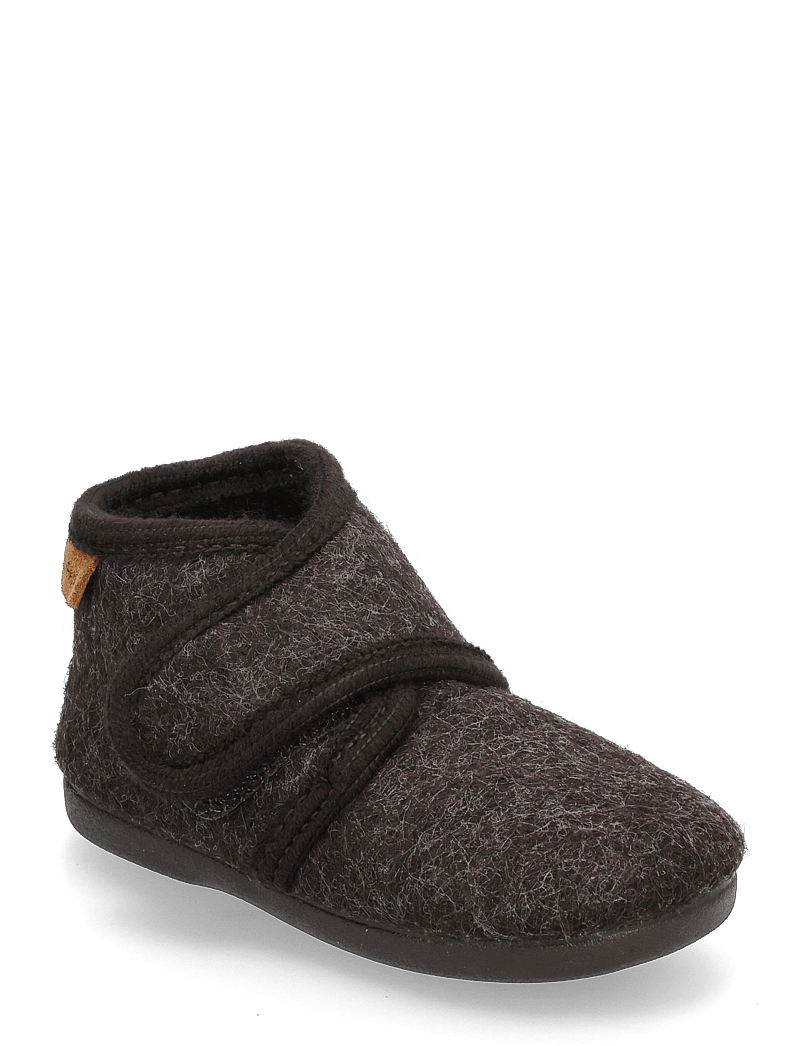 En Fant - Slippers Wool Velcro - sussid - chocolate melange - 0
