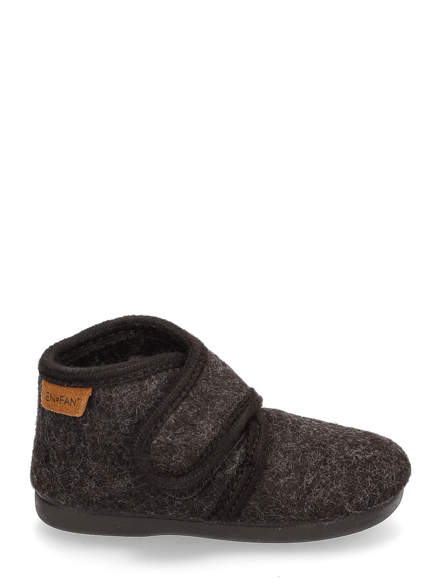 En Fant - Slippers Wool Velcro - sussid - chocolate melange - 1