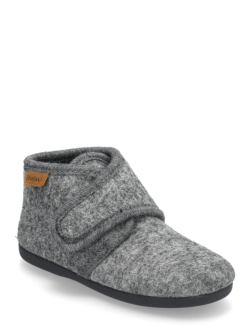 En Fant - Slippers Wool Velcro - hausschuhe - dark gray melange - 0