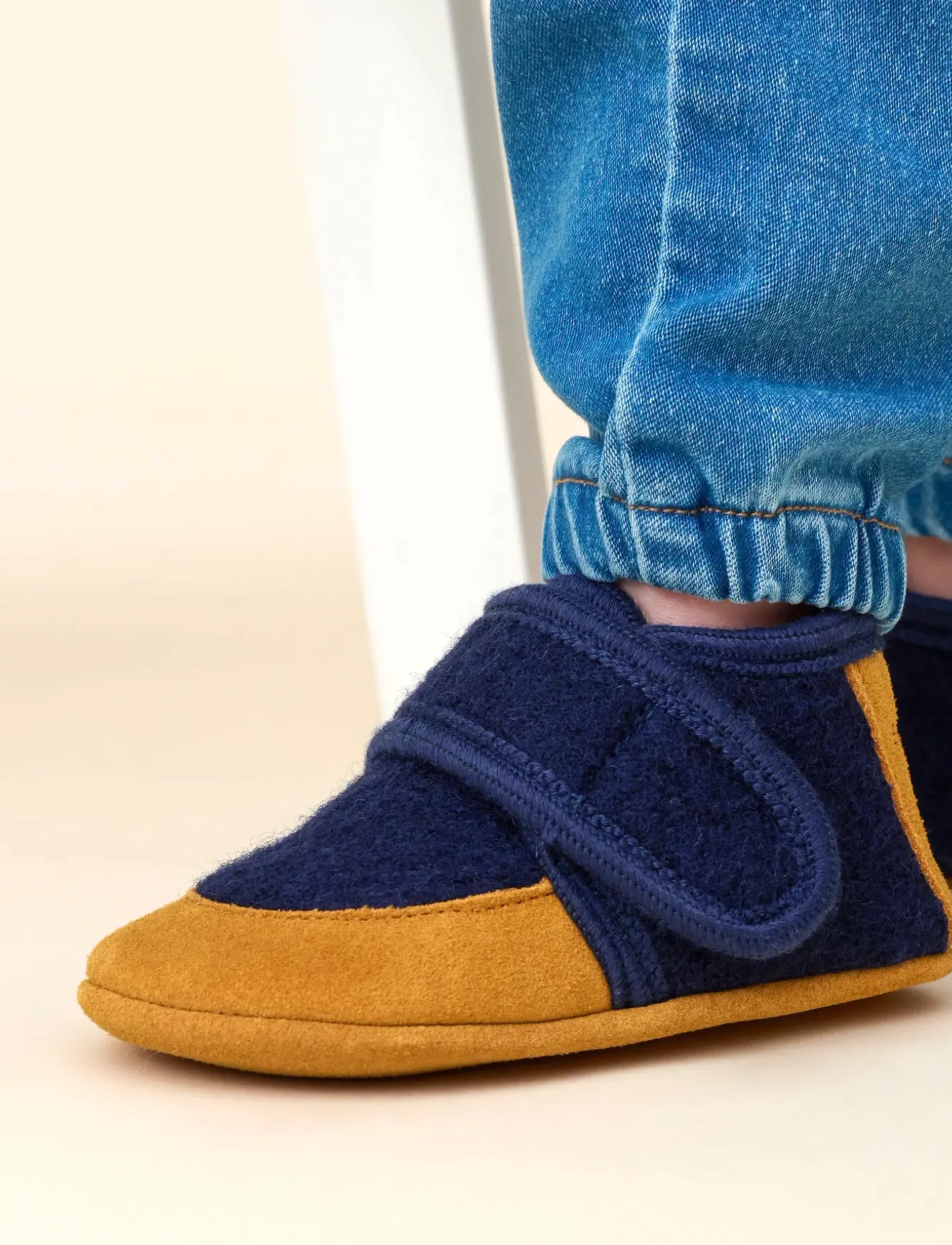 En Fant Wool Slippers W. Suede, Børn, Uld Sutsko, Navy, Str: 23