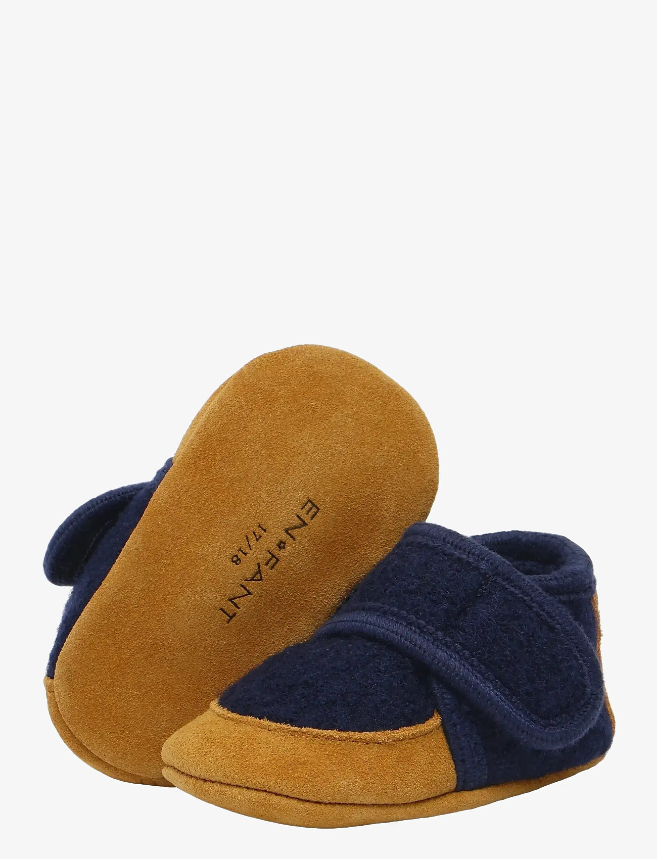 En Fant - Wool Slippers w. suede - hausschuhe - navy - 3
