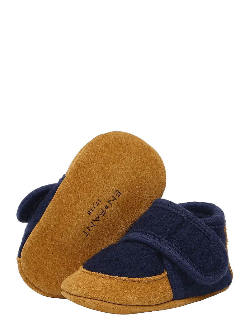 En Fant - Wool Slippers w. suede - hausschuhe - navy - 3
