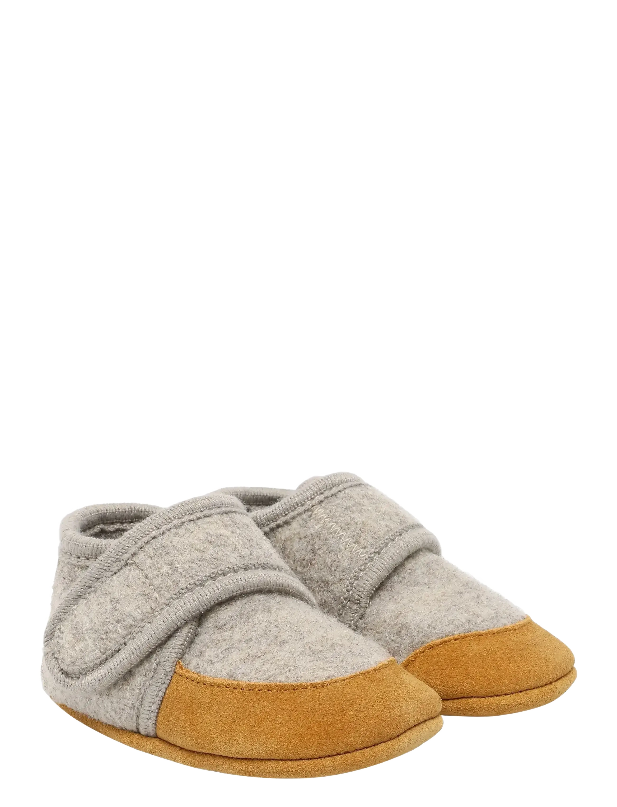 Wool Slippers w. suede - SAND MELANGE