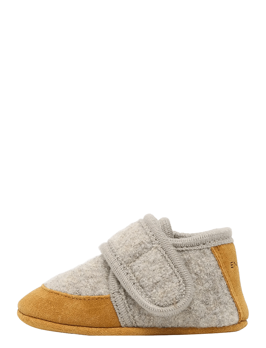 En Fant - Wool Slippers w. suede - hausschuhe - sand melange - 1