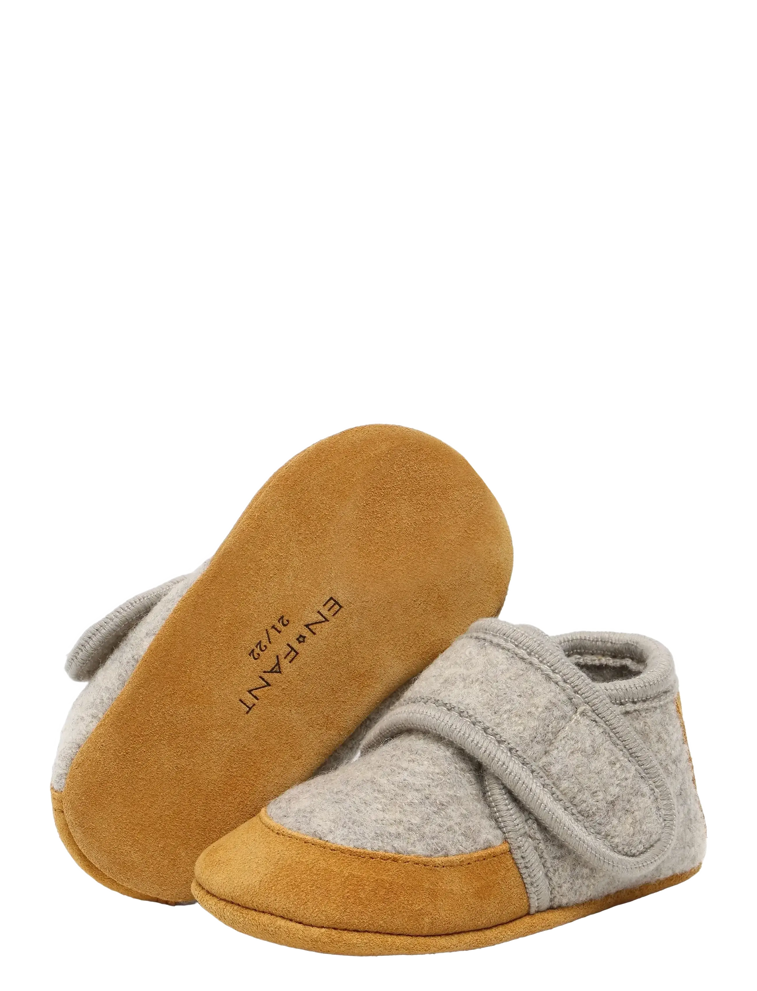 En Fant - Wool Slippers w. suede - hausschuhe - sand melange - 2