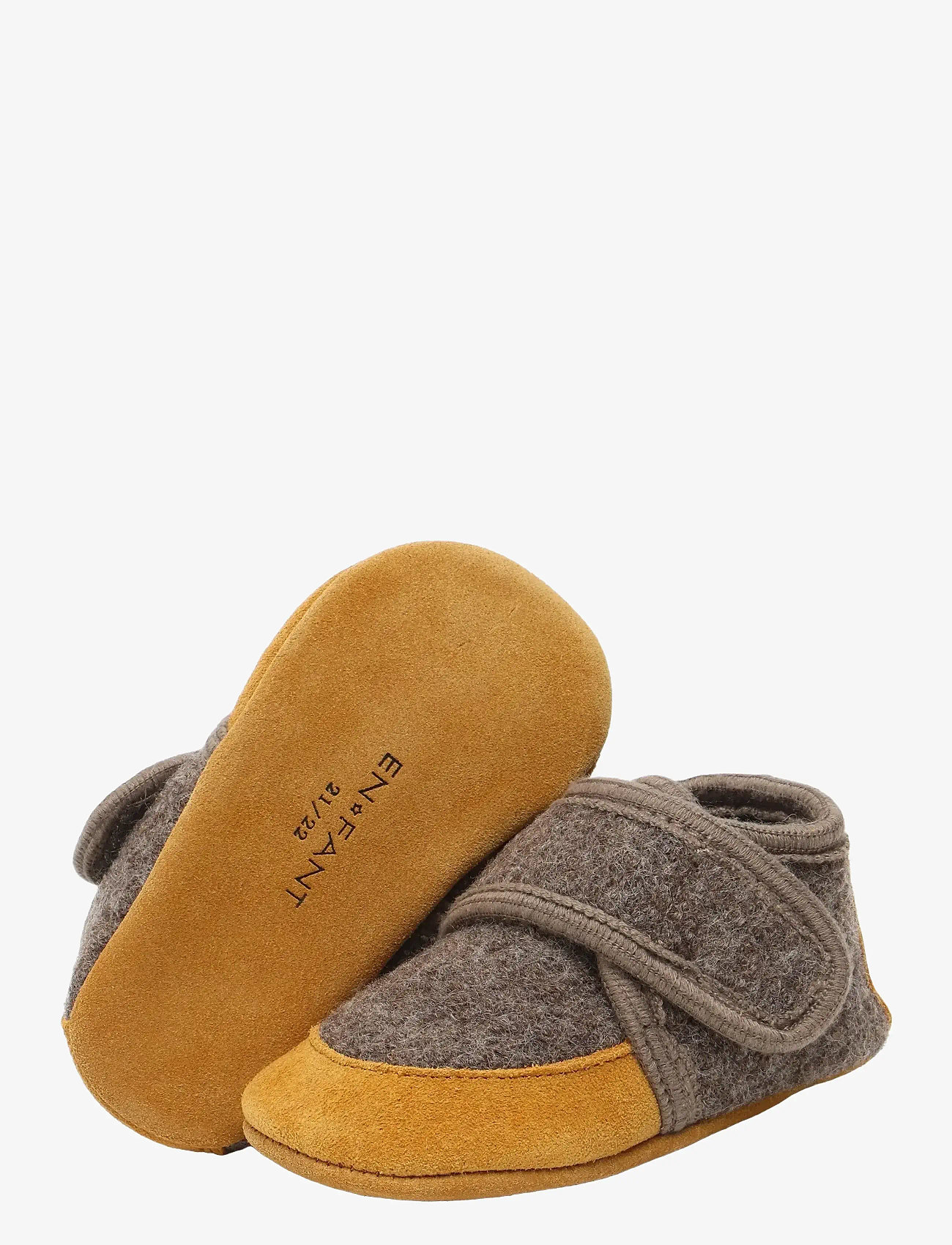 En Fant - Wool Slippers w. suede - hausschuhe - walnut - 2