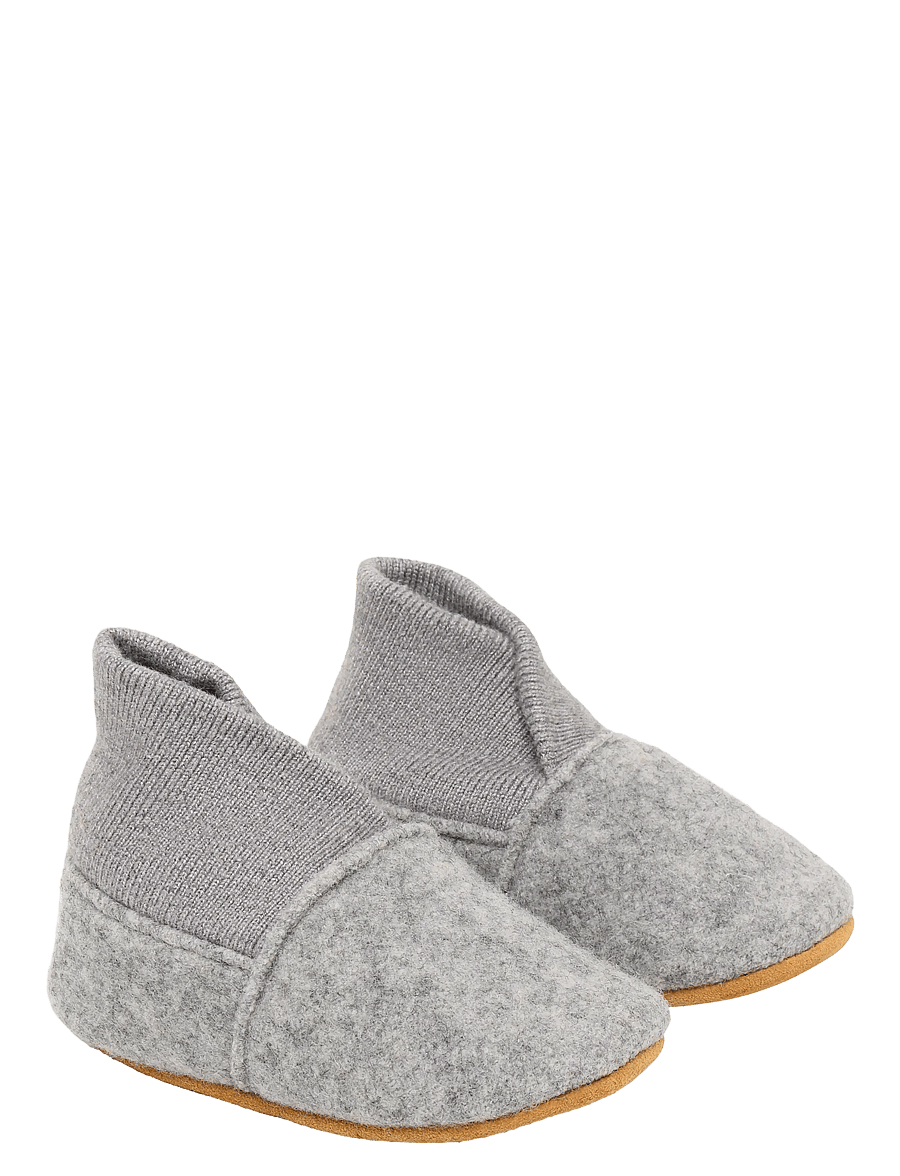 En Fant - Wool Slippers w. Rib - inneskor - grey melange - 0