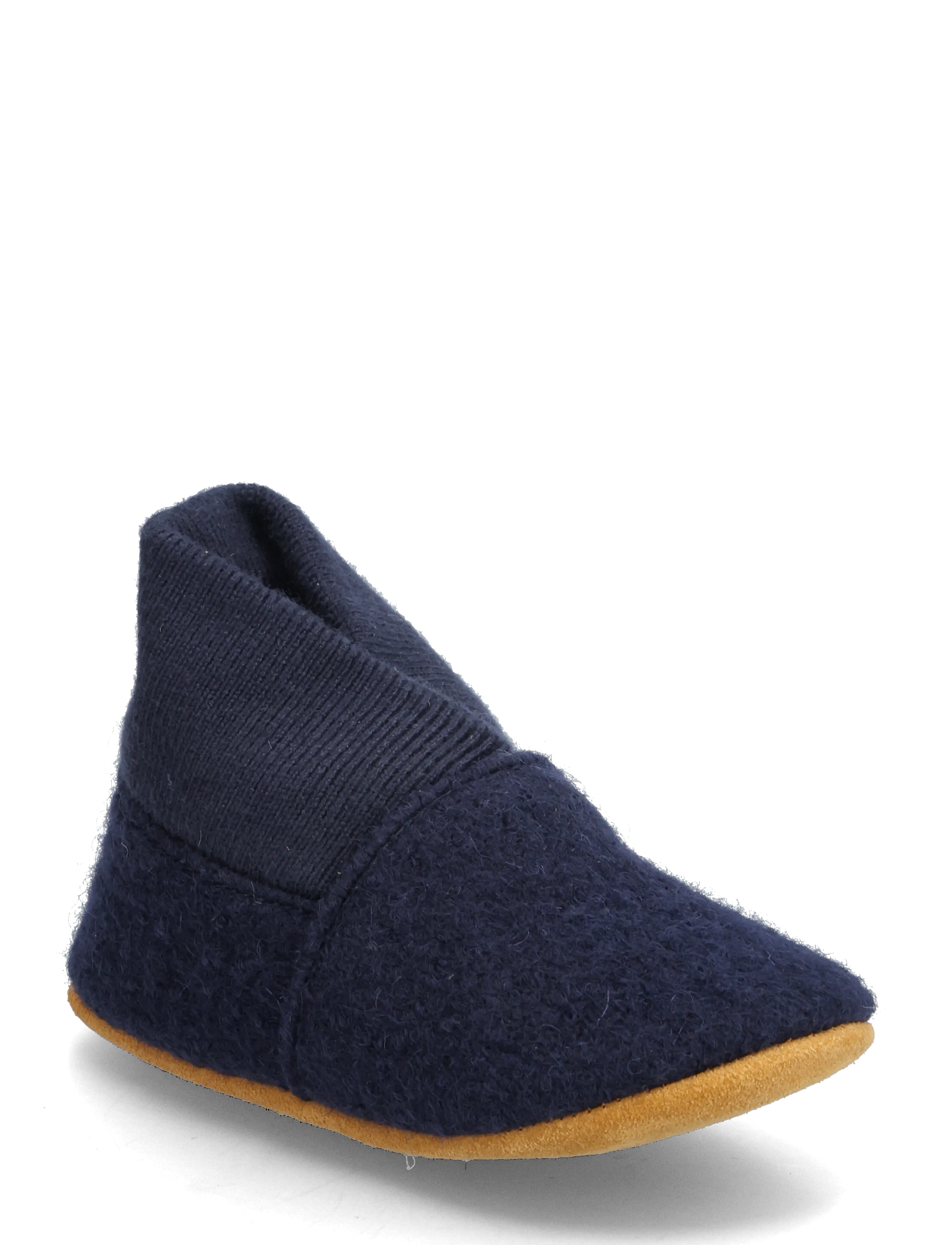 En Fant Wool Slippers W. Rib, Børn, Ribstrikkede Hjemmesko, Navy, Str: 19