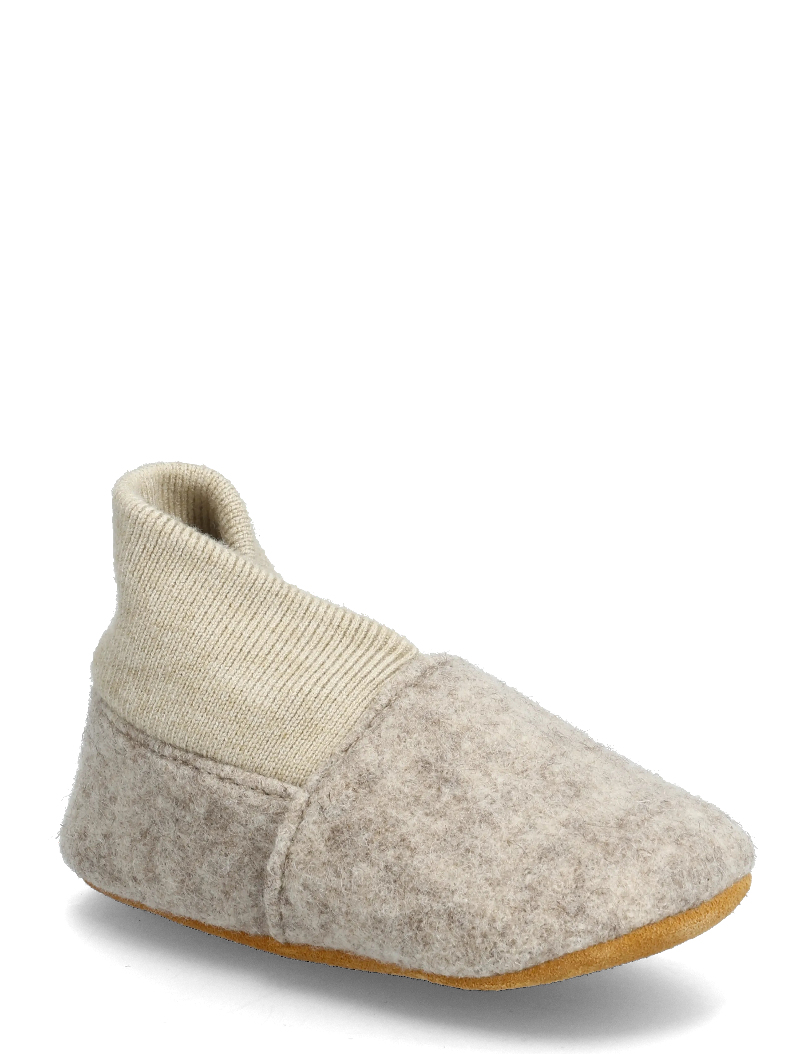 En Fant Wool Slippers W. Rib, Børn, Ribstrikkede Hjemmesko, Beige, Str: 21