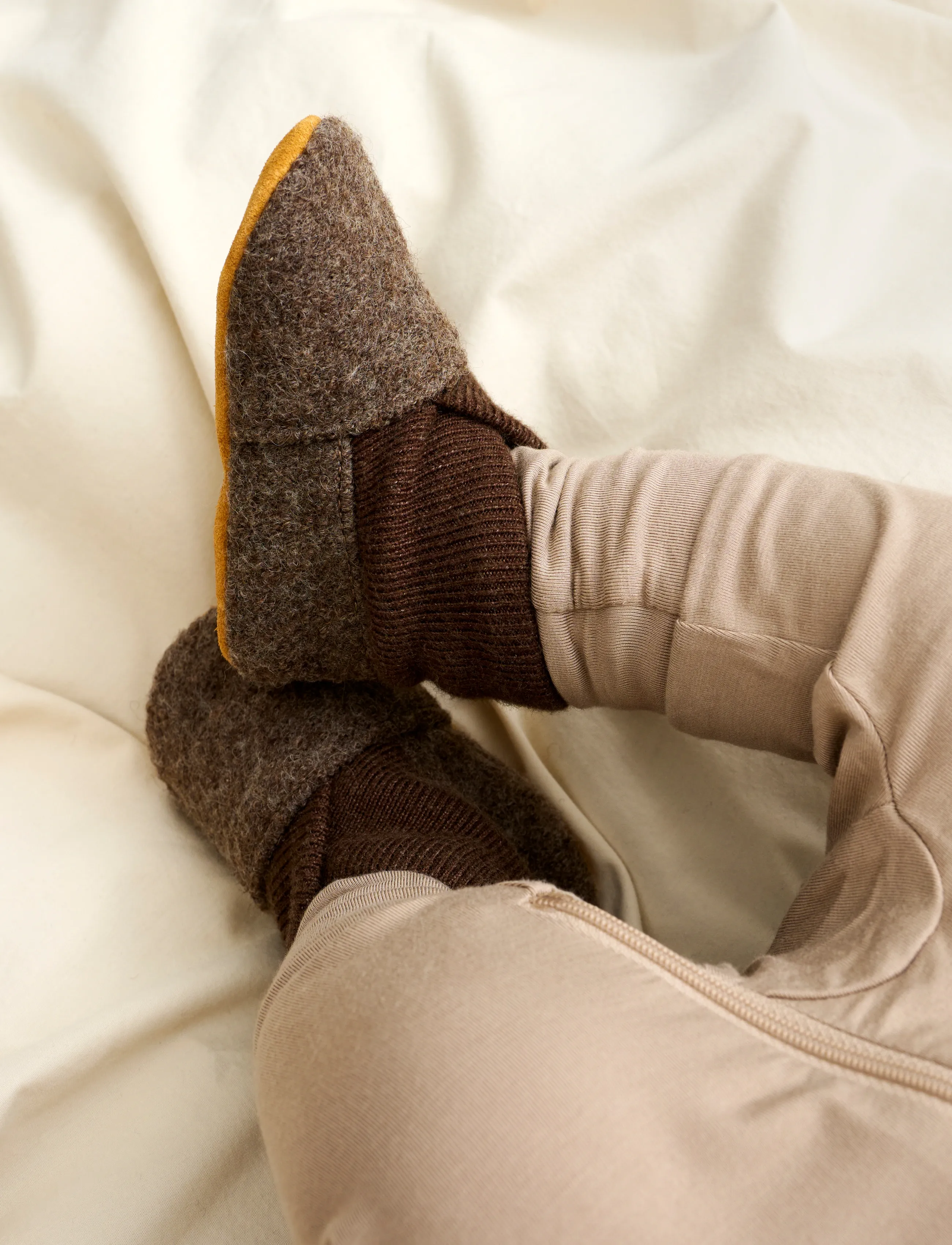 En Fant Wool Slippers W. Rib, Børn, Ribstrikkede Hjemmesko, Brun, Str: 21