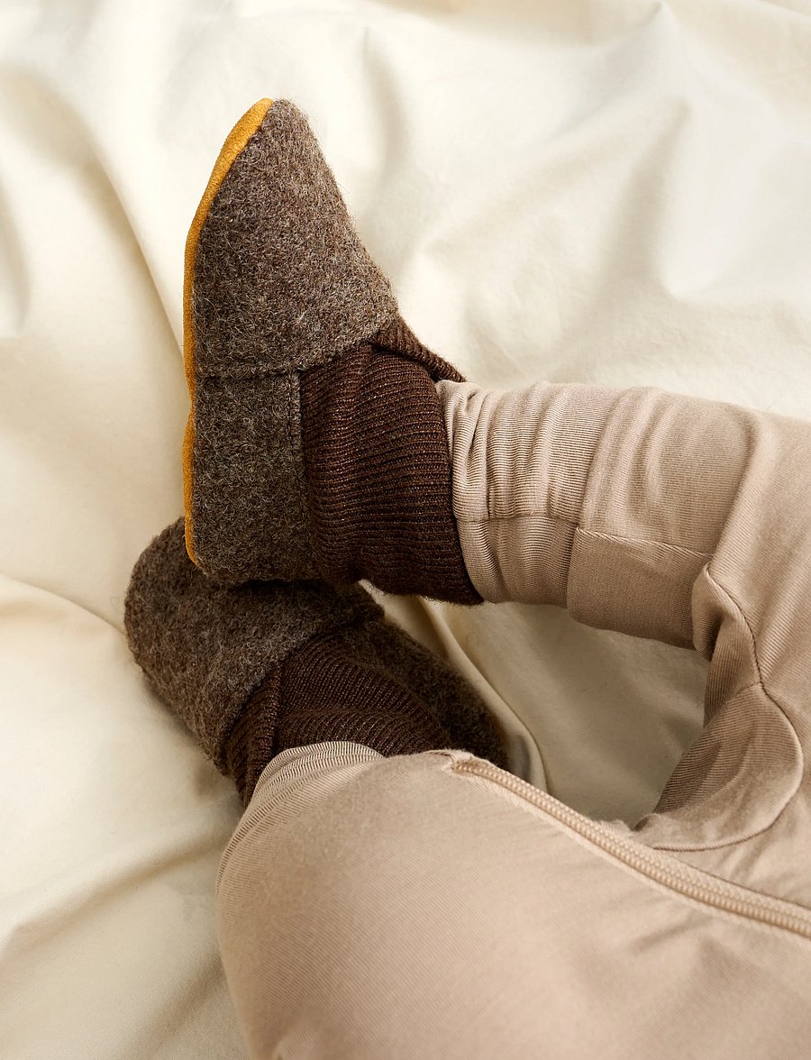 En Fant - Wool Slippers w. Rib - hausschuhe - walnut - 0
