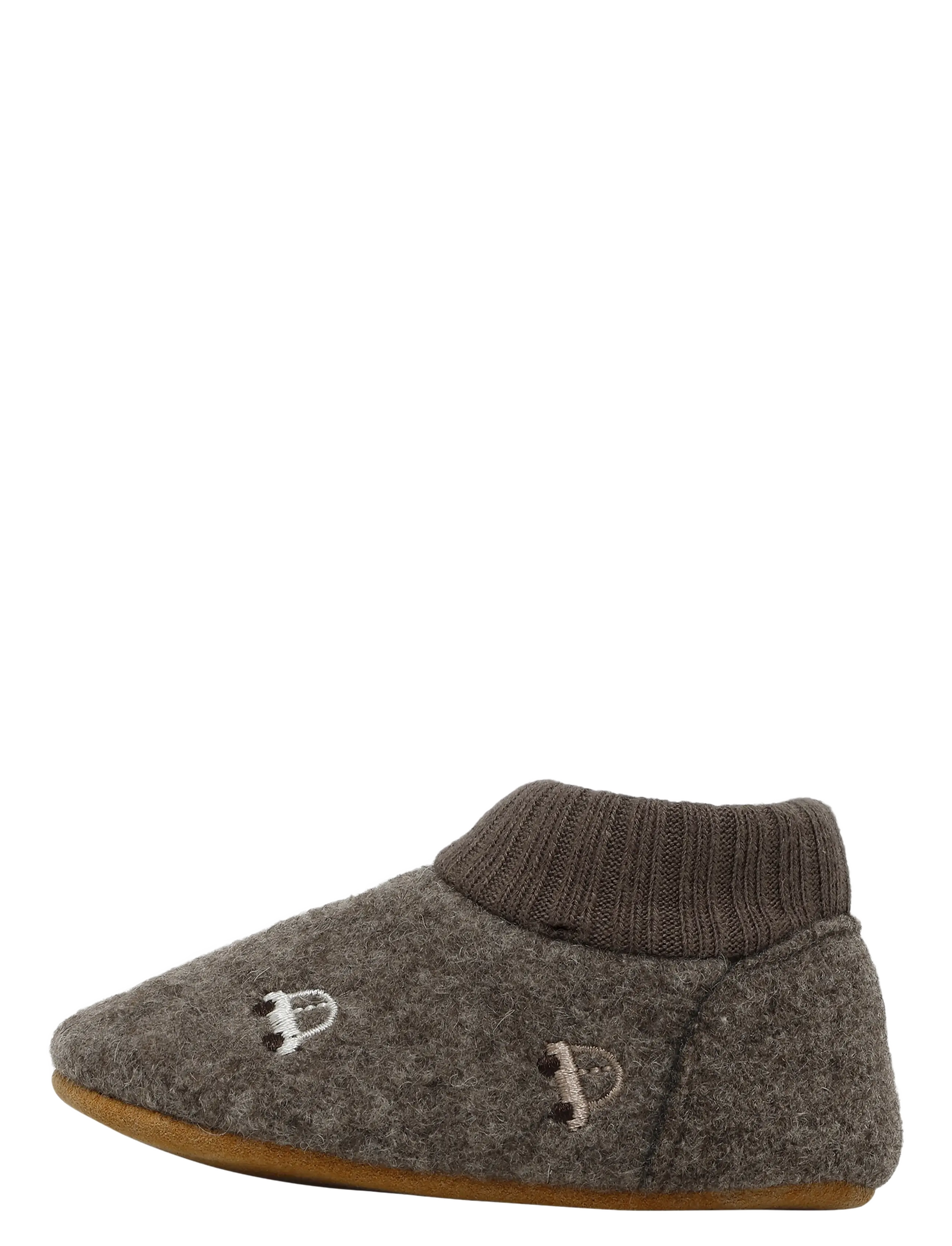 En Fant - Wool Slippers w. Embroidery - baby booties - walnut - 1