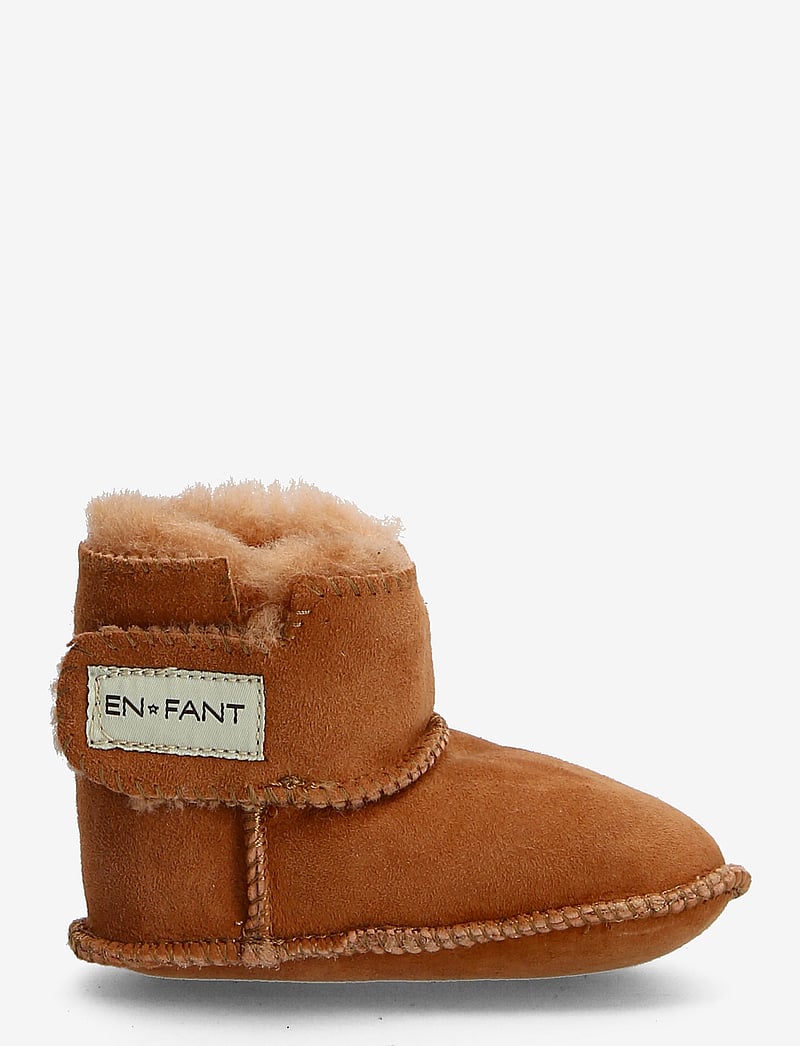 En Fant - Sheepskin Bootee - babystrikstøvler - leather brown - 1