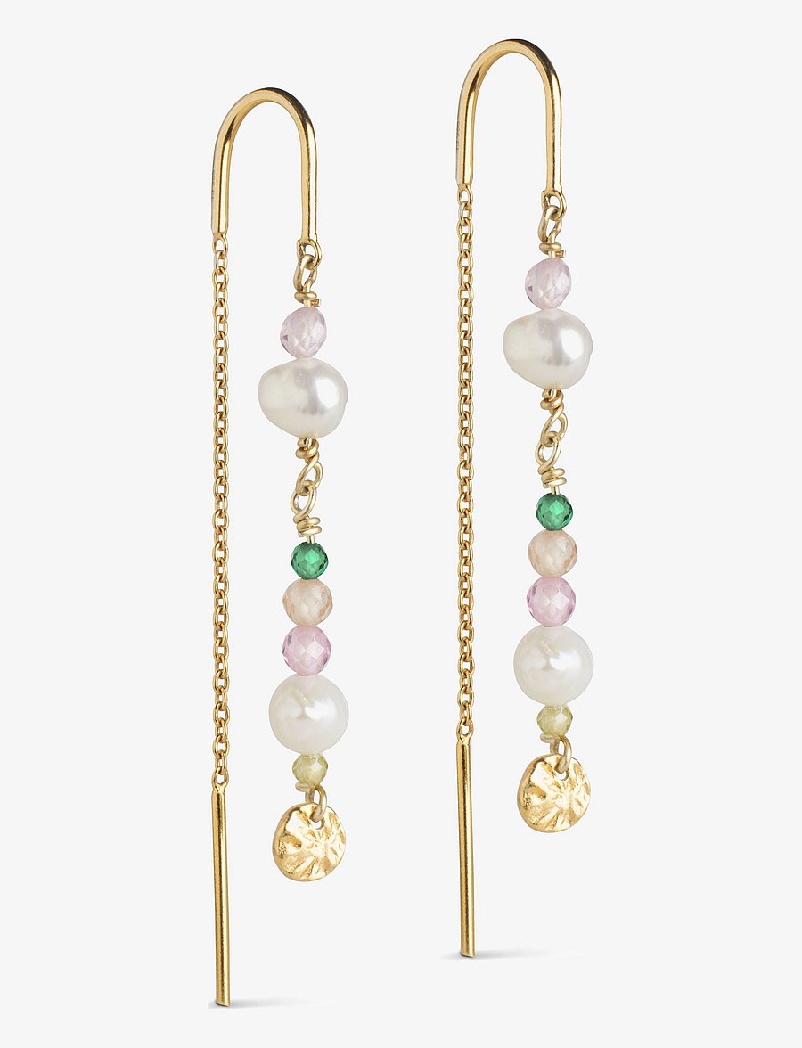 Enamel Copenhagen - Earring, Sofia - pärlörhängen - light pink, kaki green, peach and pearl - 1