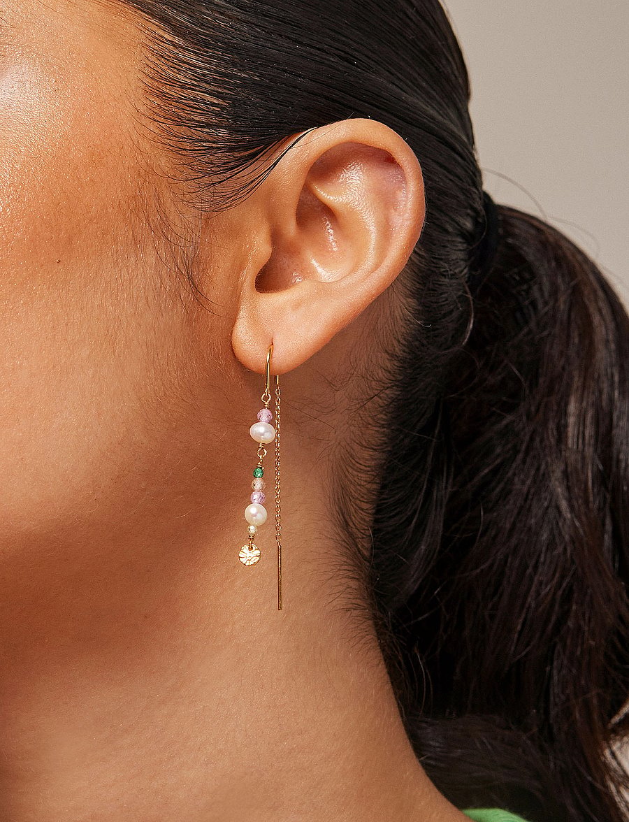 Enamel Copenhagen - Earring, Sofia - pärlörhängen - light pink, kaki green, peach and pearl - 0