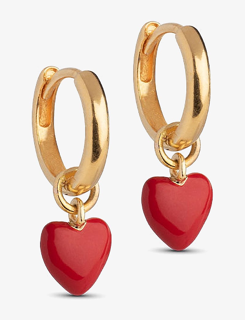 Enamel Copenhagen - Hoops, Amore - pendant earrings - red - 1
