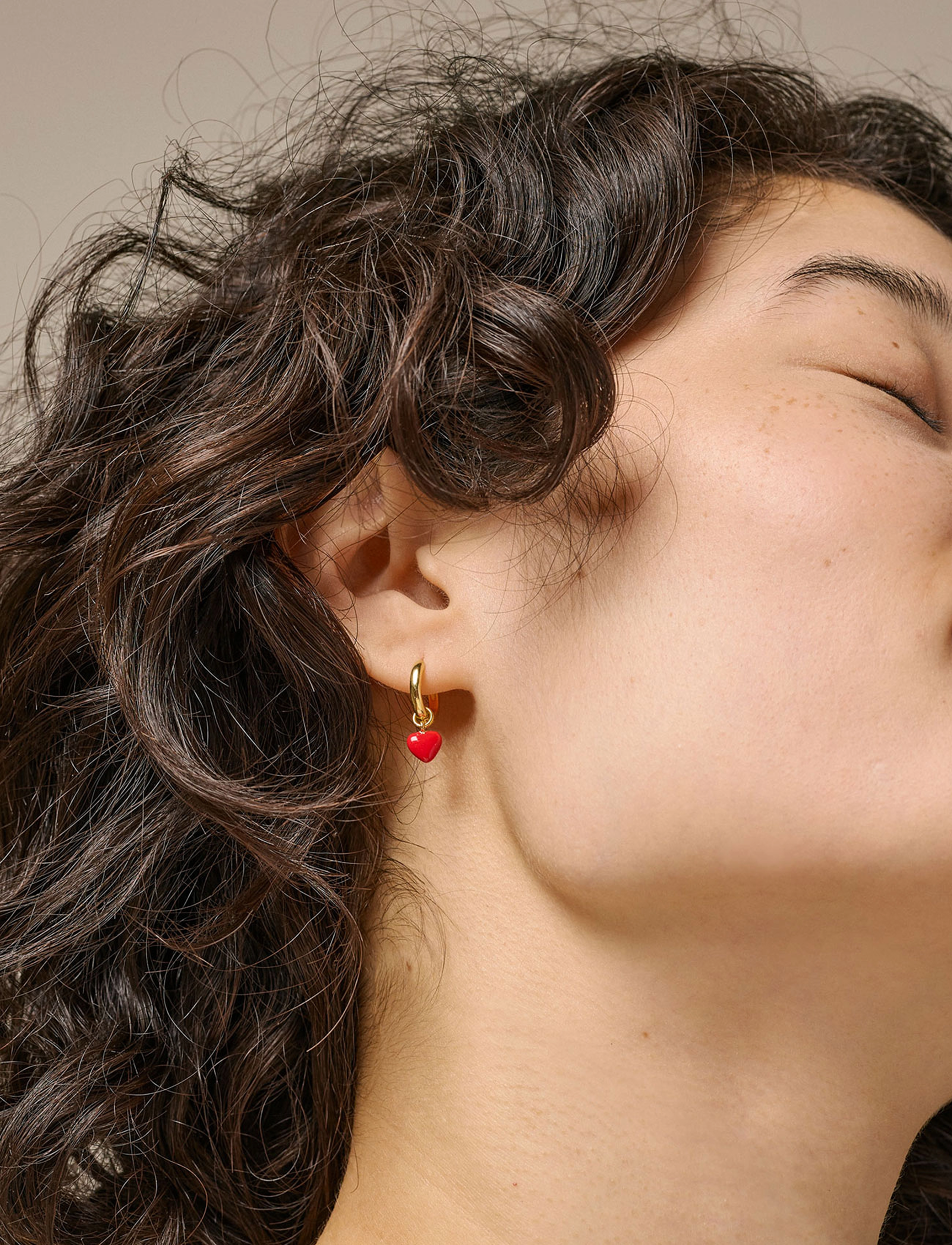 Enamel Copenhagen Hoops, Amore, One Size, Earrings, Rot - Pendants Frauen