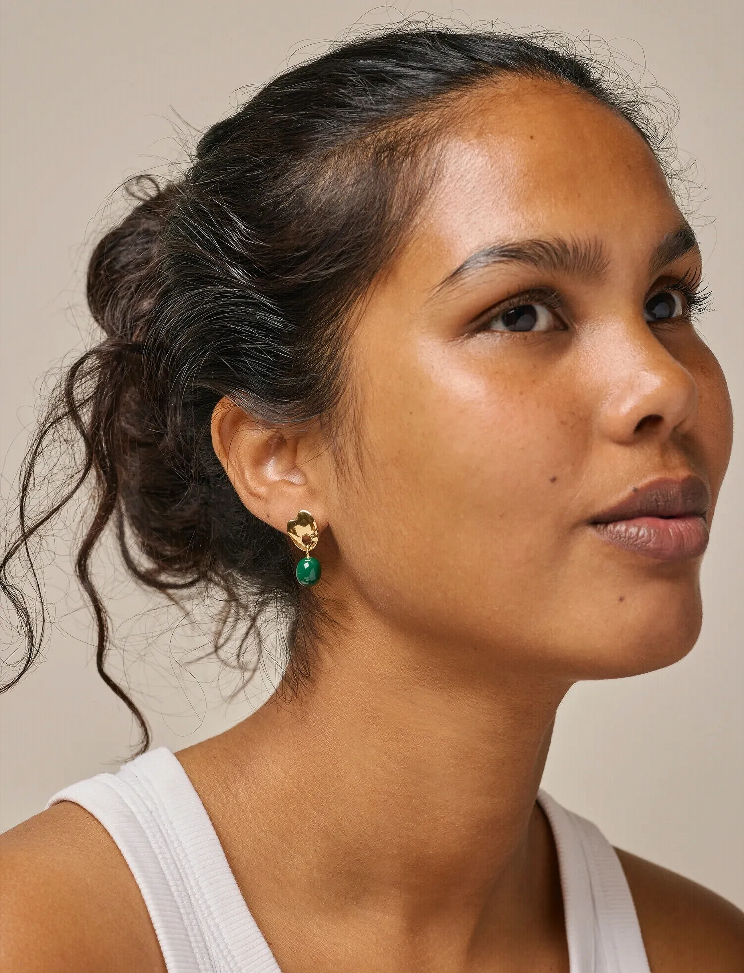 Enamel Copenhagen Earrings, Aida - Accessoires - PETROL GREEN / gold