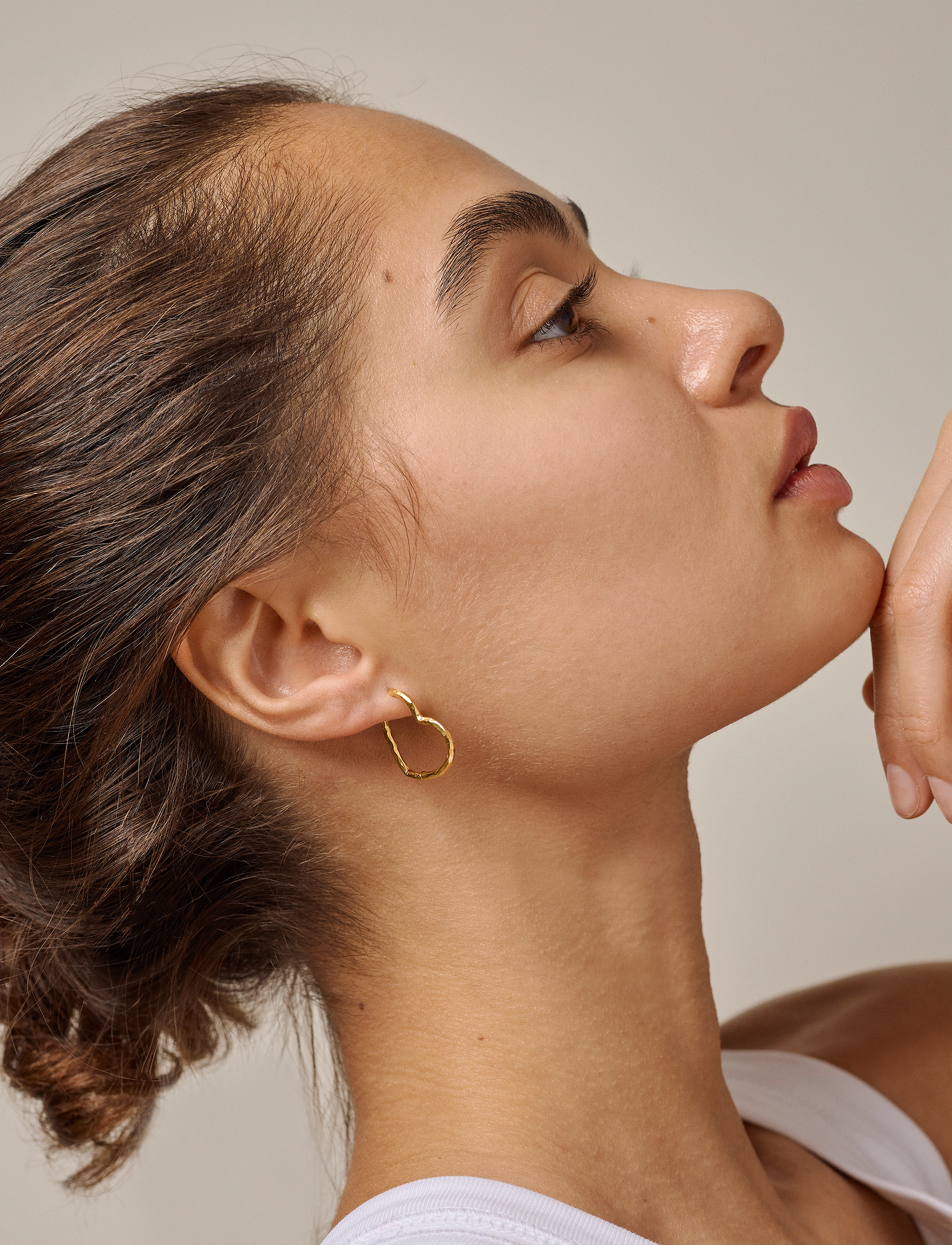 Enamel Copenhagen Organic Heart Medium Hoops, One Size, Earrings, Gold - Frauen