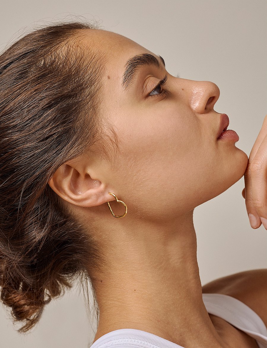 Enamel Copenhagen - Organic Heart Medium Hoops - hoops kõrvarõngad - 925s/gp/m - 0