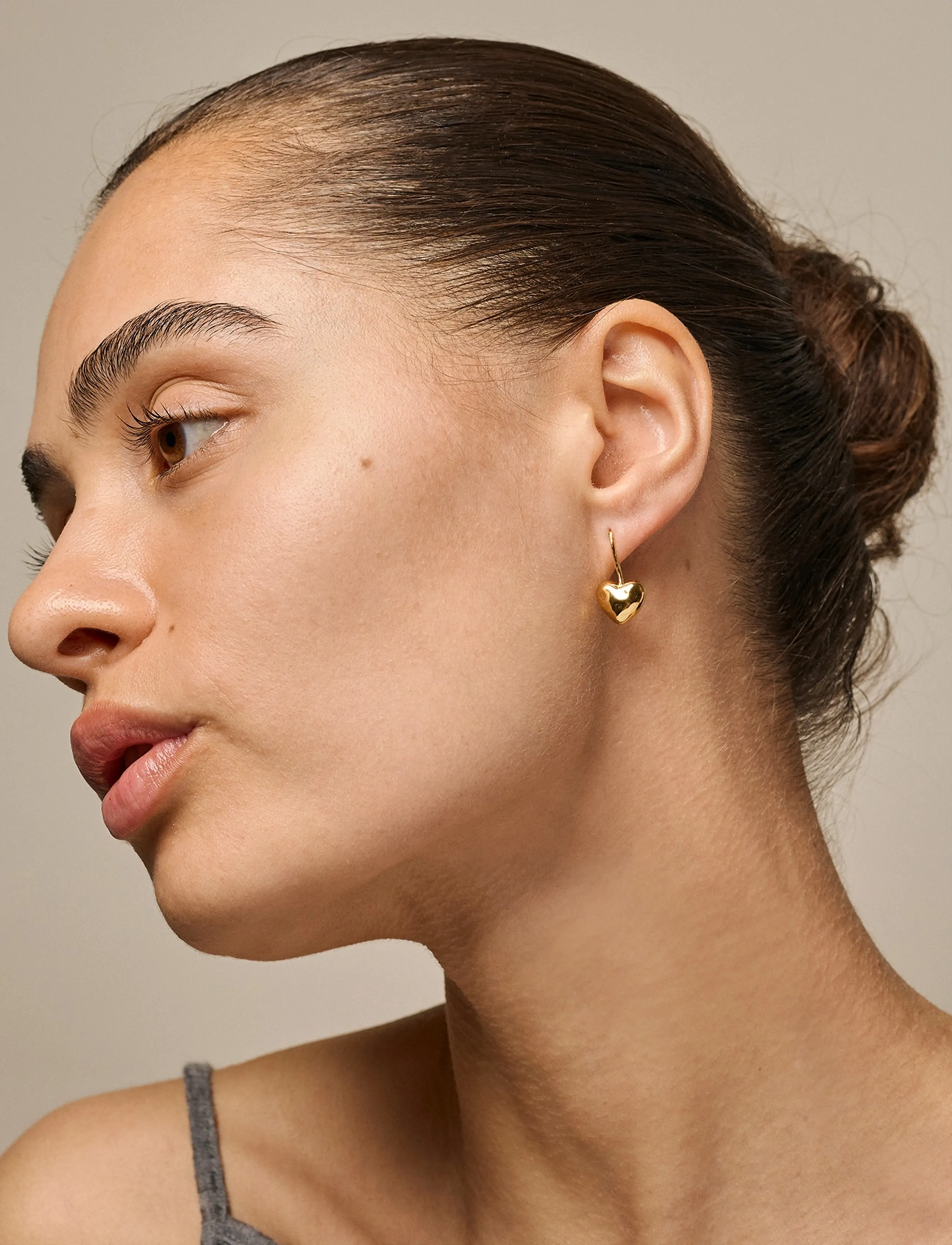 Enamel Copenhagen Earrings, Poma Drop Heart - Accessories - 925S/GP / gold