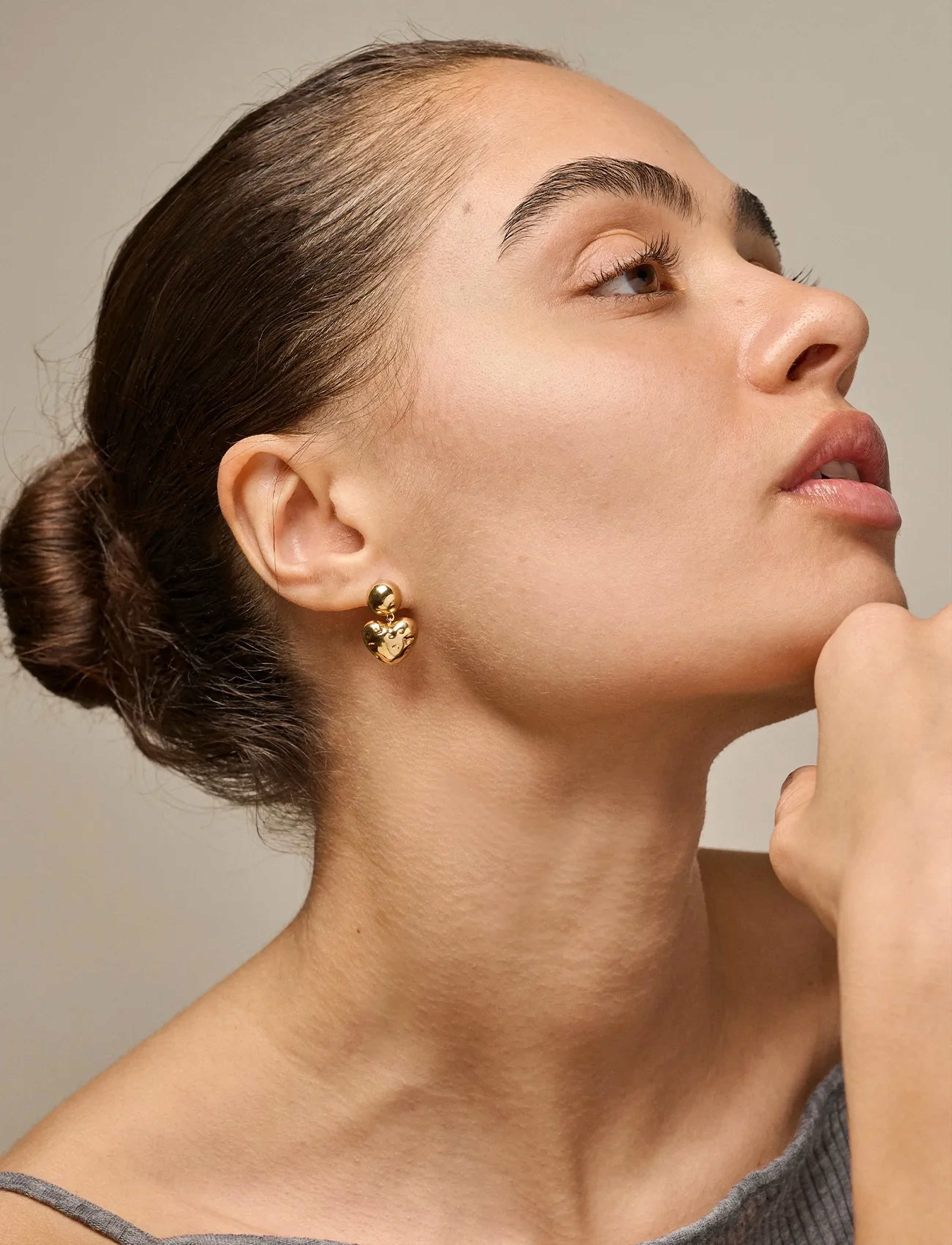 Enamel Copenhagen Earrings, Poma Heart - Accessories - 925S/GP / gold