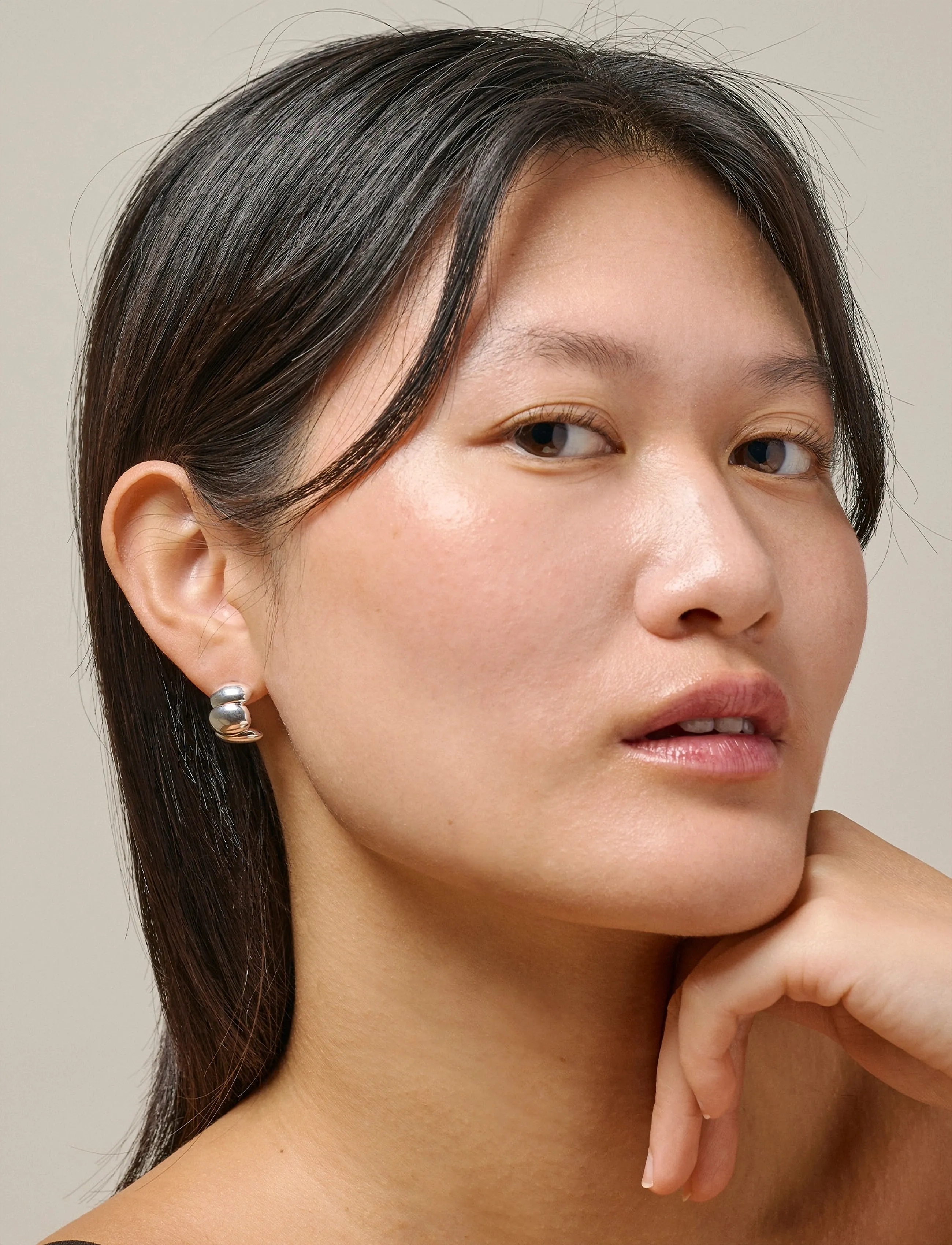 Enamel Copenhagen Hoops, Melia Chunky, One Size, Silver, Øreringe > Creoler, Dame