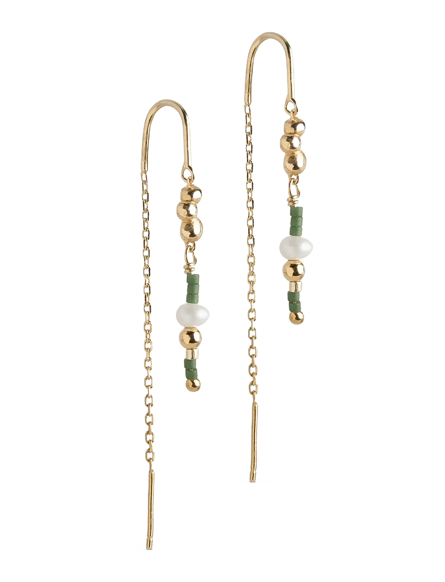 Enamel Copenhagen - Earrings, Nara Miyuki - perleøreringe - khaki - 1