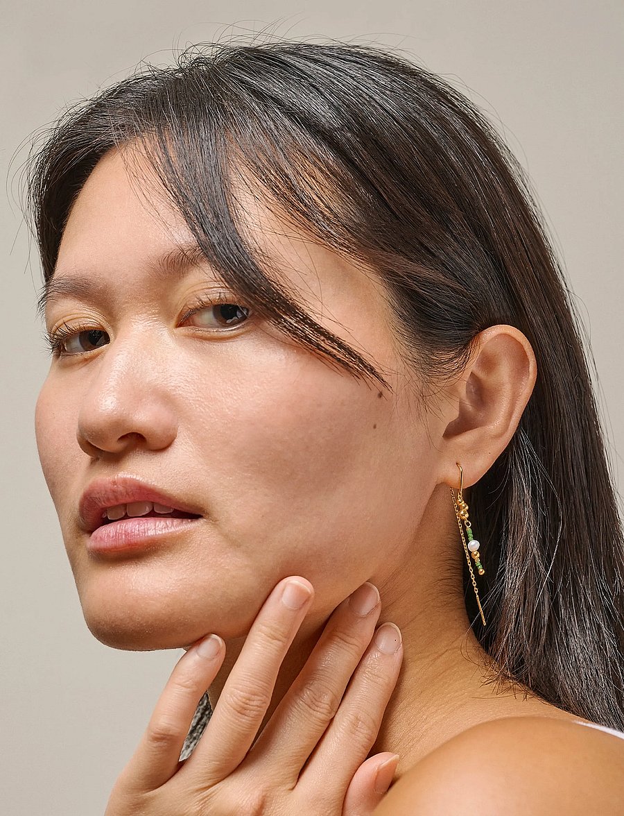 Enamel Copenhagen - Earrings, Nara Miyuki - perleøreringe - khaki - 0