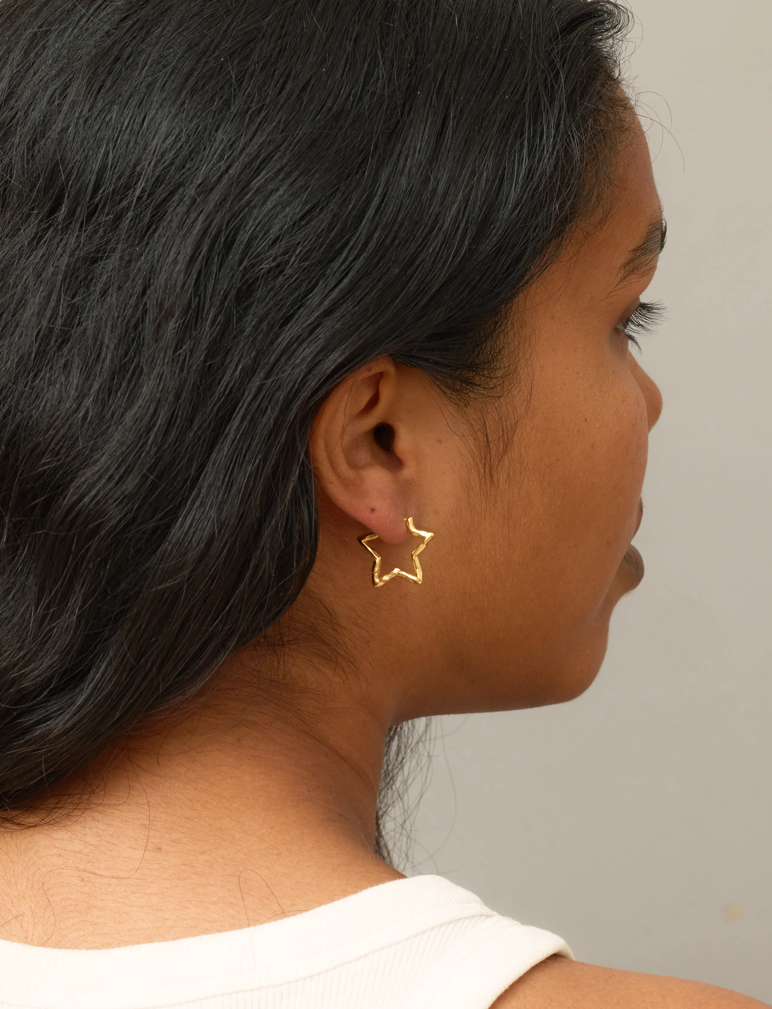 Enamel Copenhagen Hoops, Organic Star Medium - Enamel Copenhagen - GOLD PLATED / gold