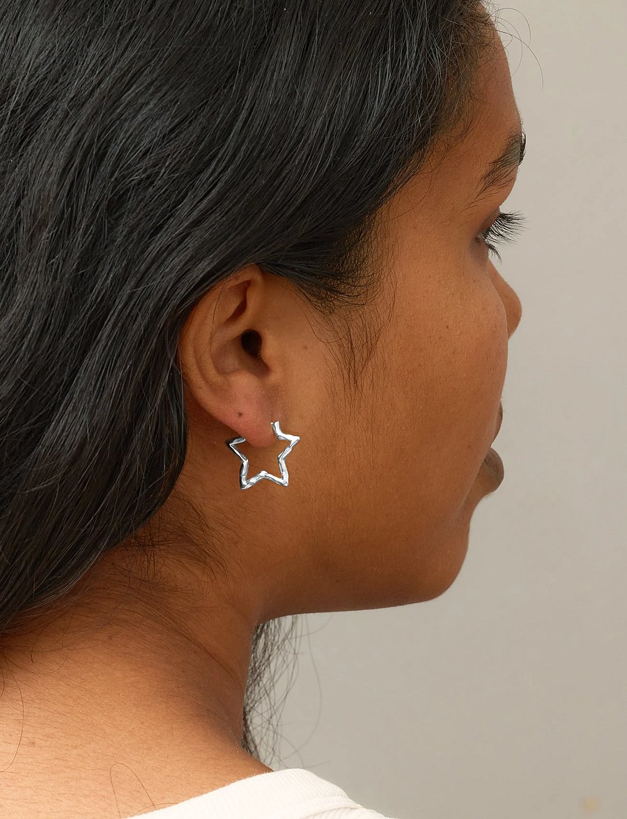 Enamel Copenhagen - Hoops, Organic Star Medium - rõngad - silver plated - 0