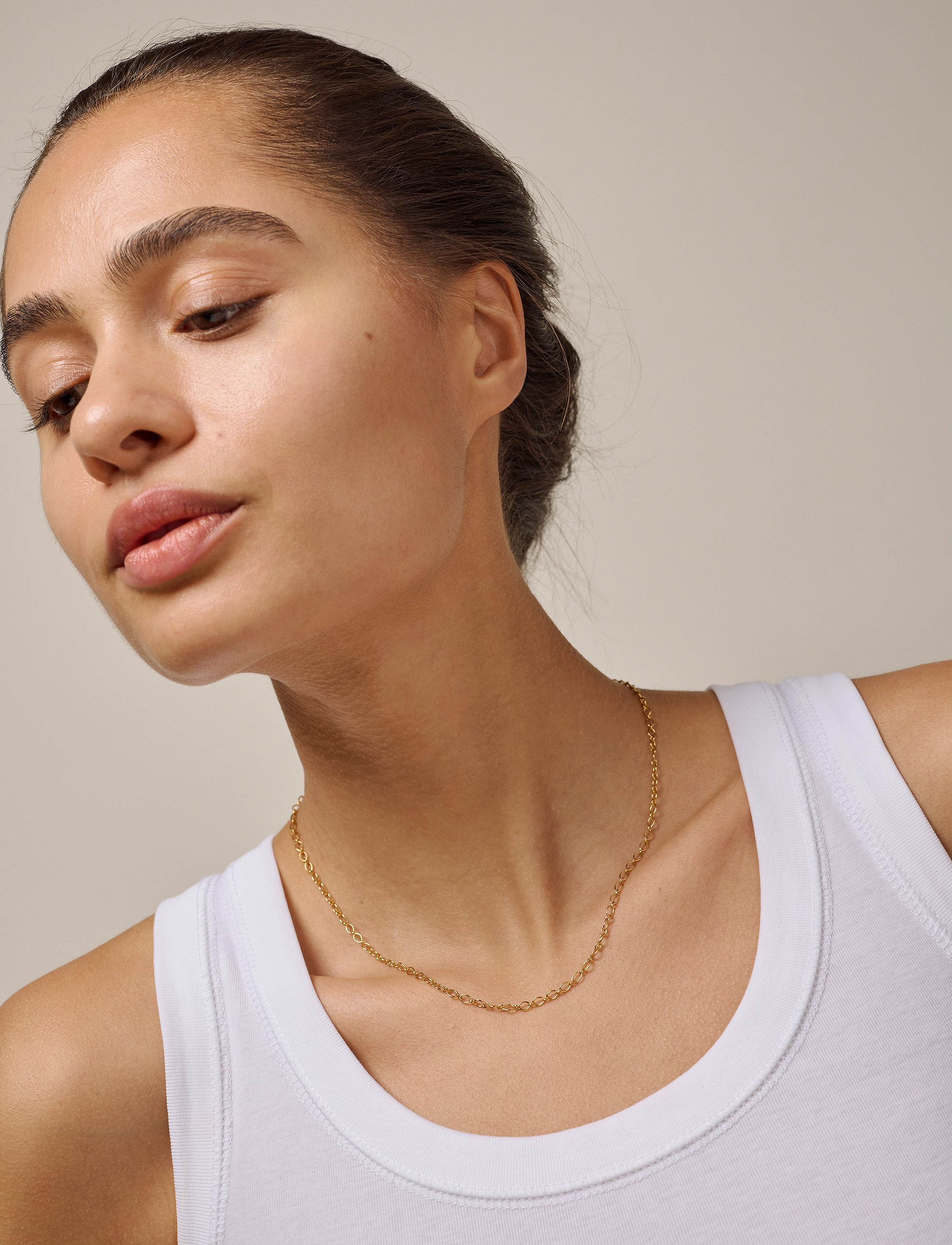 Enamel Copenhagen Simple Charm Necklace, One Size, Necklaces, Gold - Chain Frauen