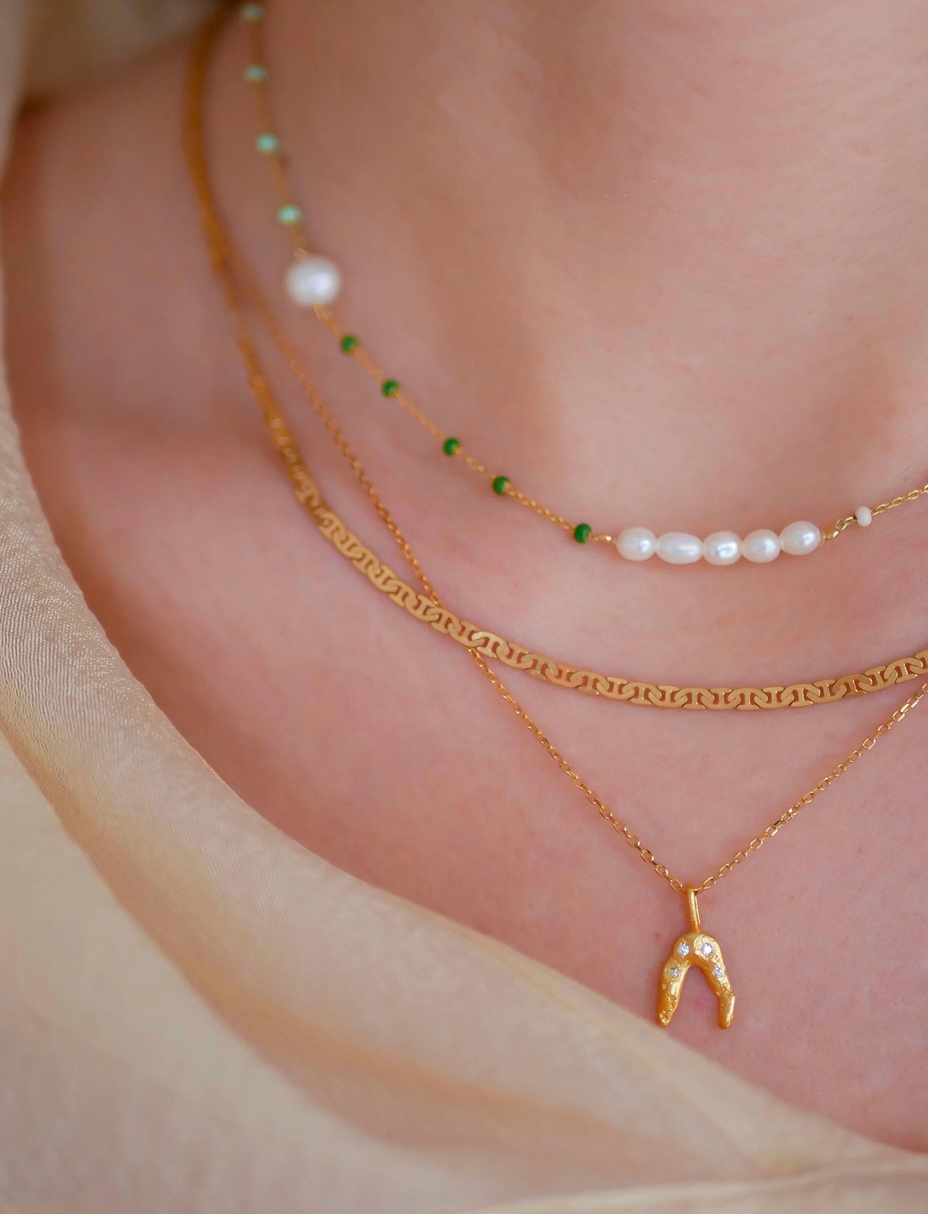 Enamel Copenhagen - Necklace, Wishbone - clear cz - 1