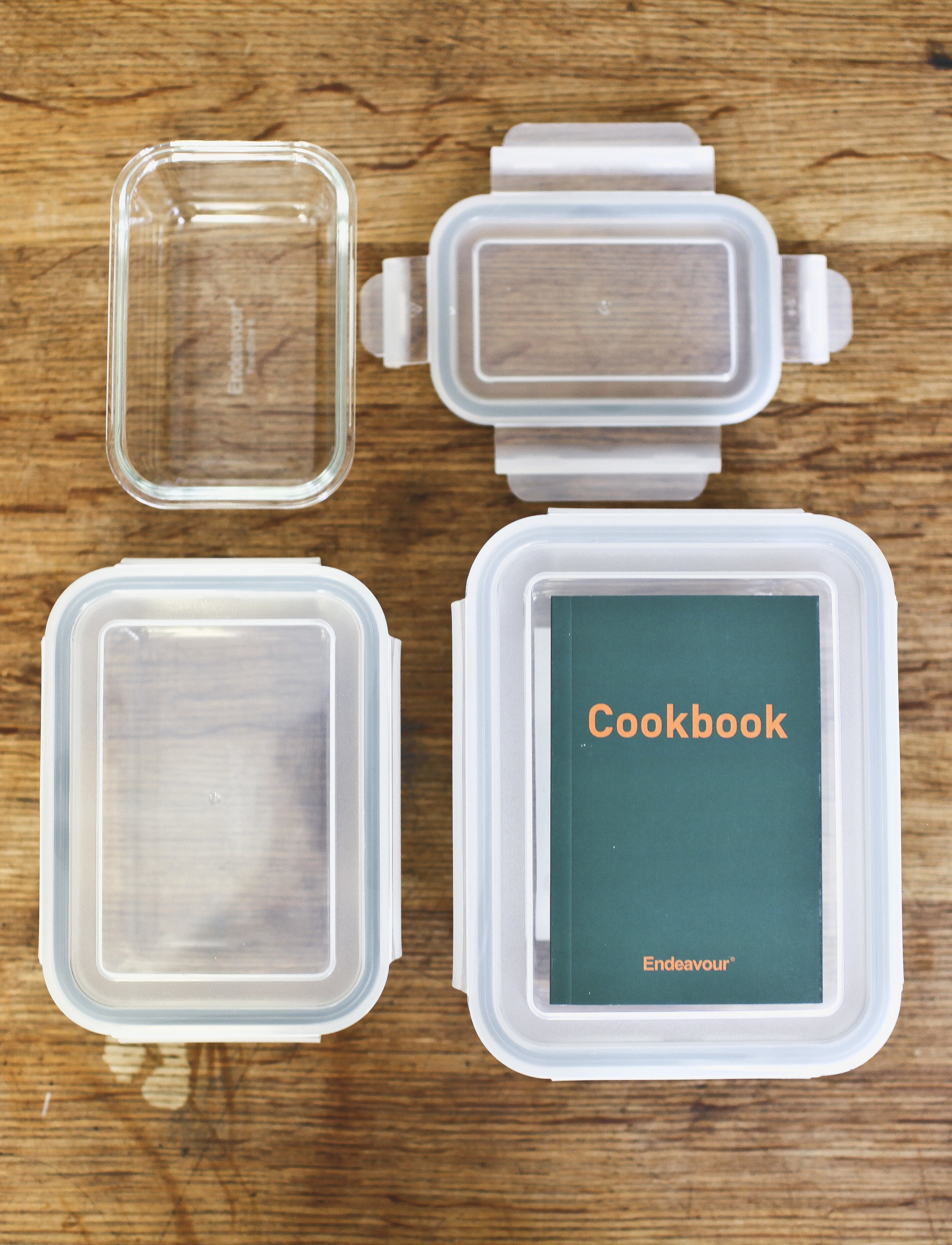 Endeavour - Endeavour® firkantet Foodbox opbevaring med låg 3-stk - clear - 1