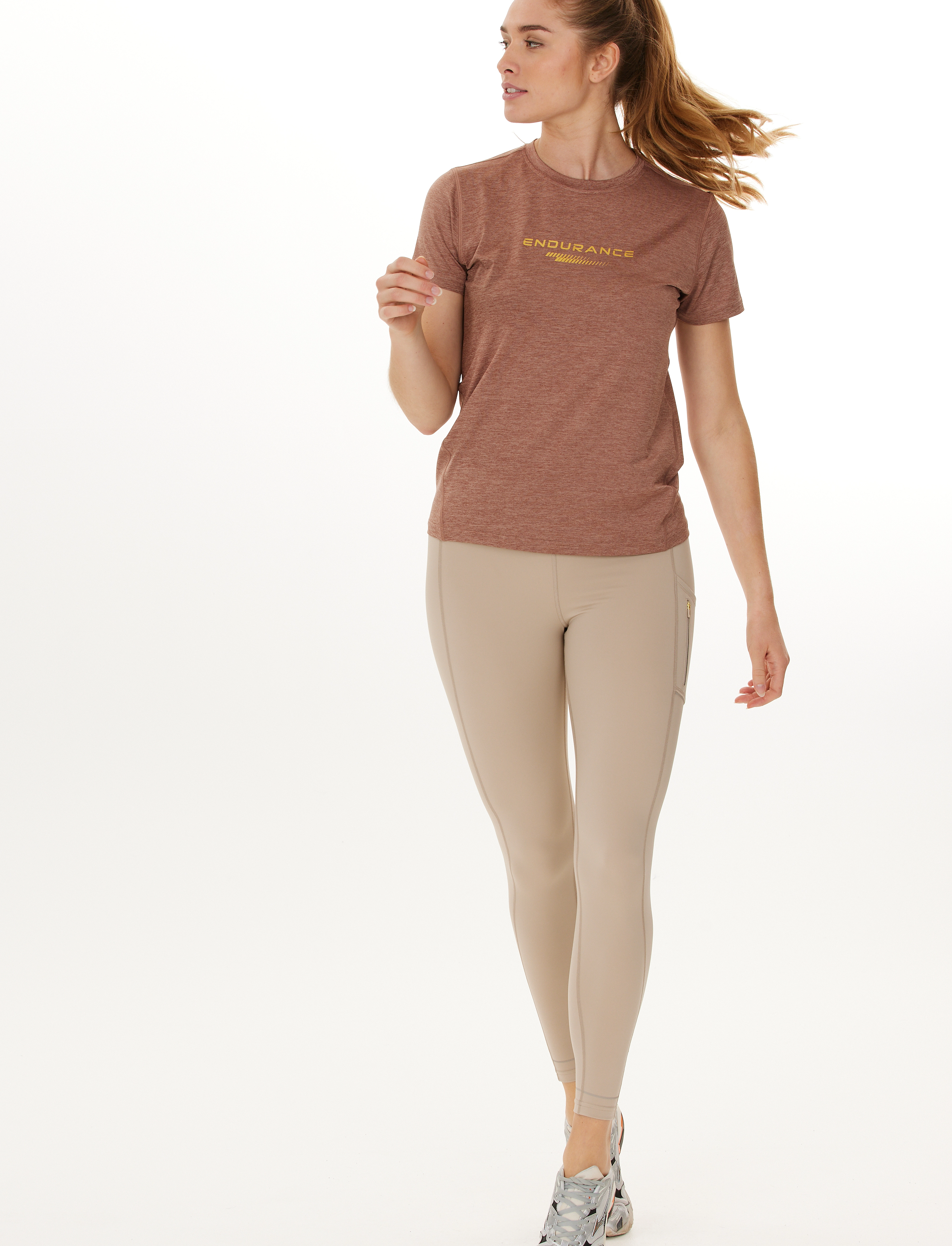 Endurance - Wange W Melange S/S Tee - 5167 clove - 5