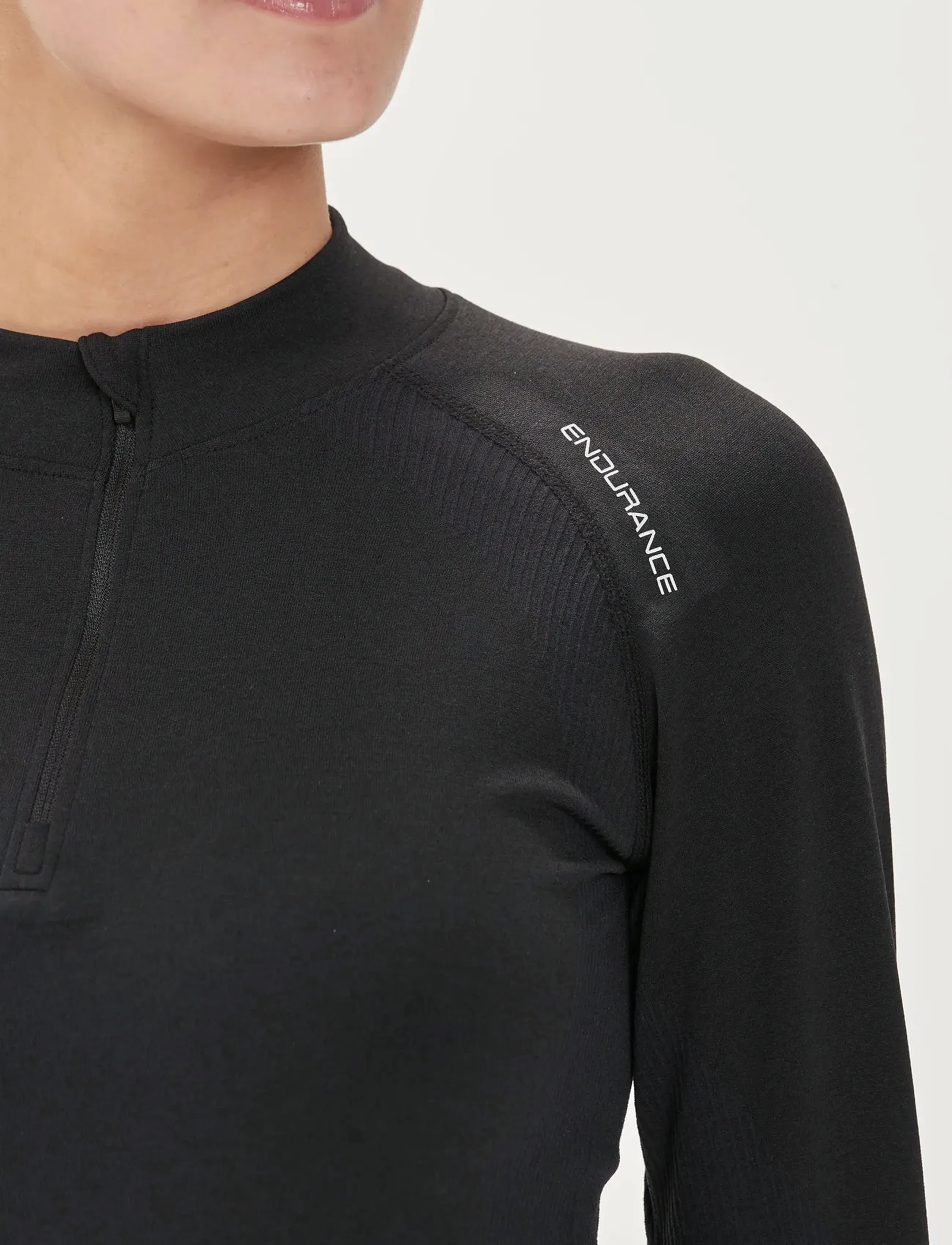 Endurance Halen W Seamless Midlayer, Kvinder, Kvart Lynlås Mellemlagstrøje, Sort, Str: XXS/XS