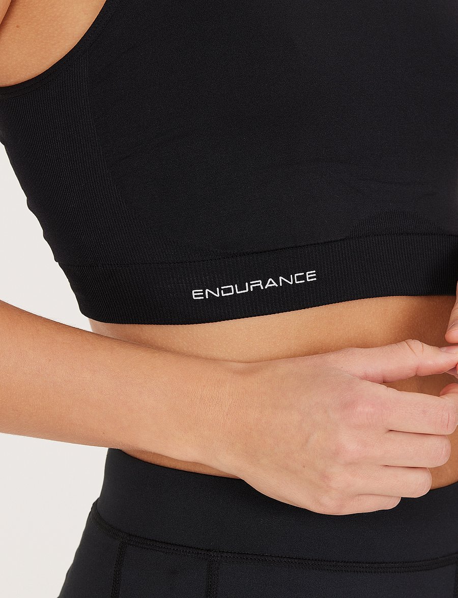 Endurance - Katrina W Seamless Sports Bra - lav støtte - black - 3