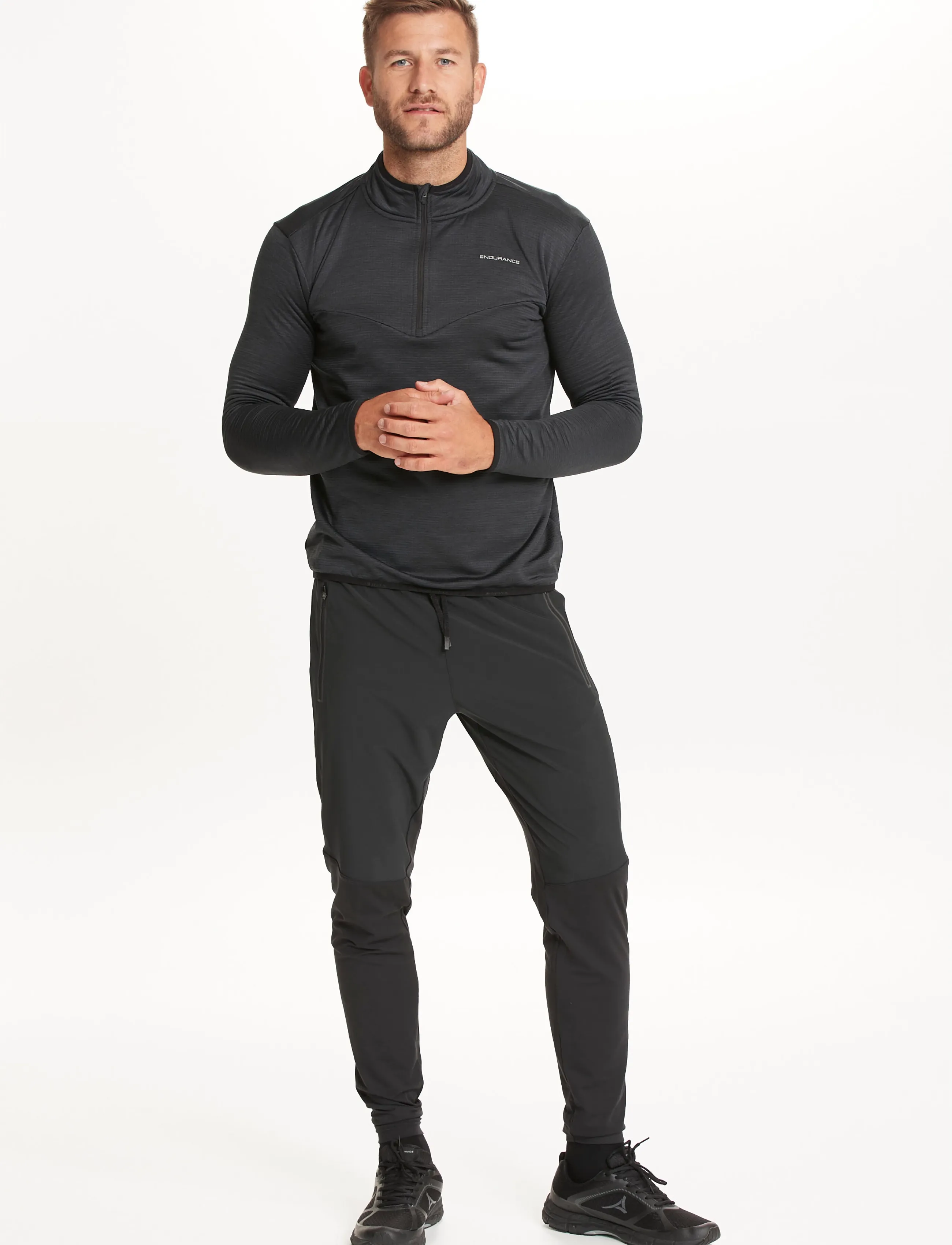 Endurance Ledger M Waffle Melange Midlayer, Vaffel Halv Lynlås Mellemlag, Sort, Str: L
