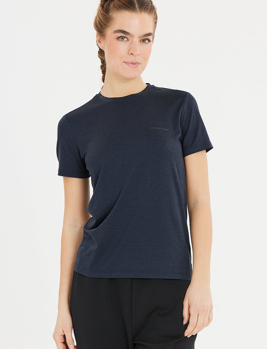 Endurance - Alvaly W Melange S/S Tee - t-skjorter - black melange - 0