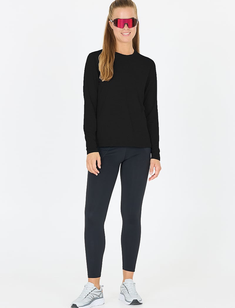 Endurance - Alvaly W Melange L/S Tee - langarmshirts - black melange - 0