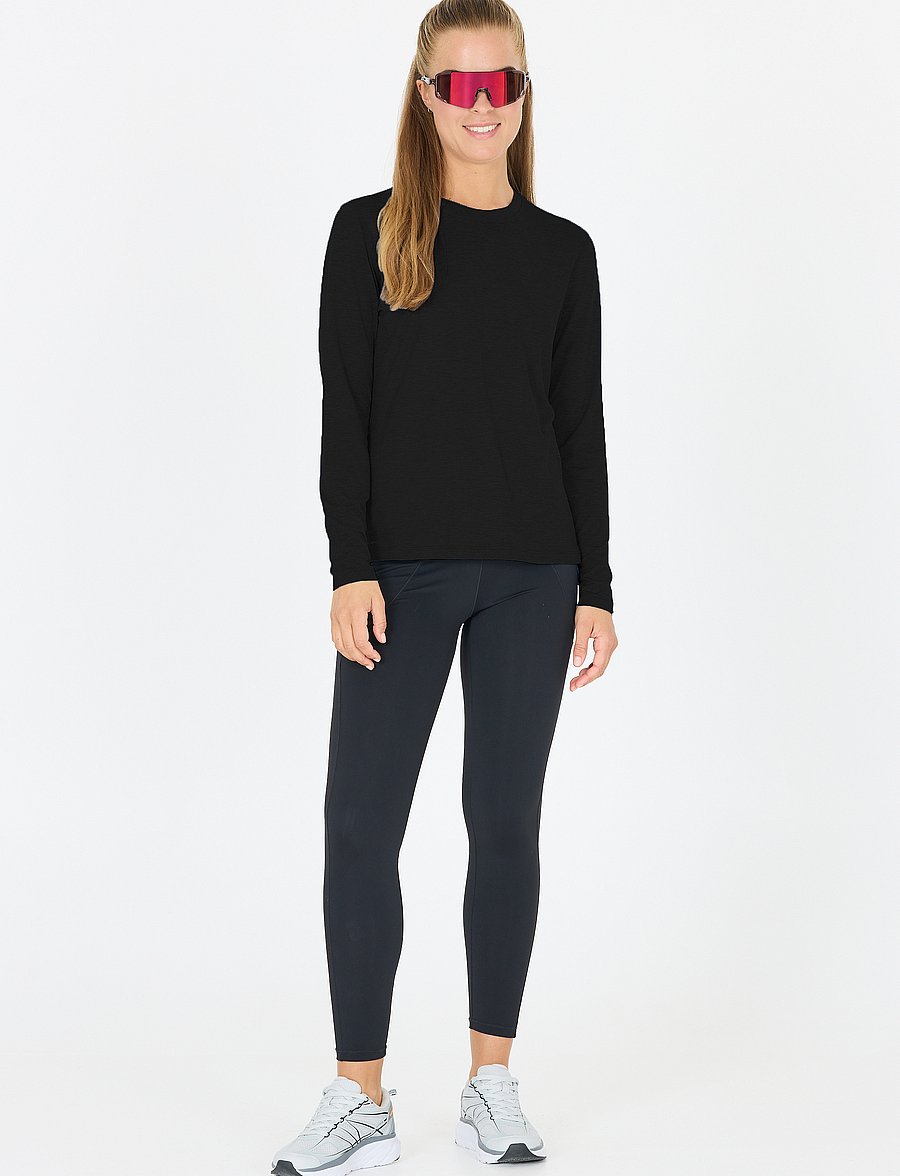 Endurance - Alvaly W Melange L/S Tee - top met lange mouwen - black melange - 0